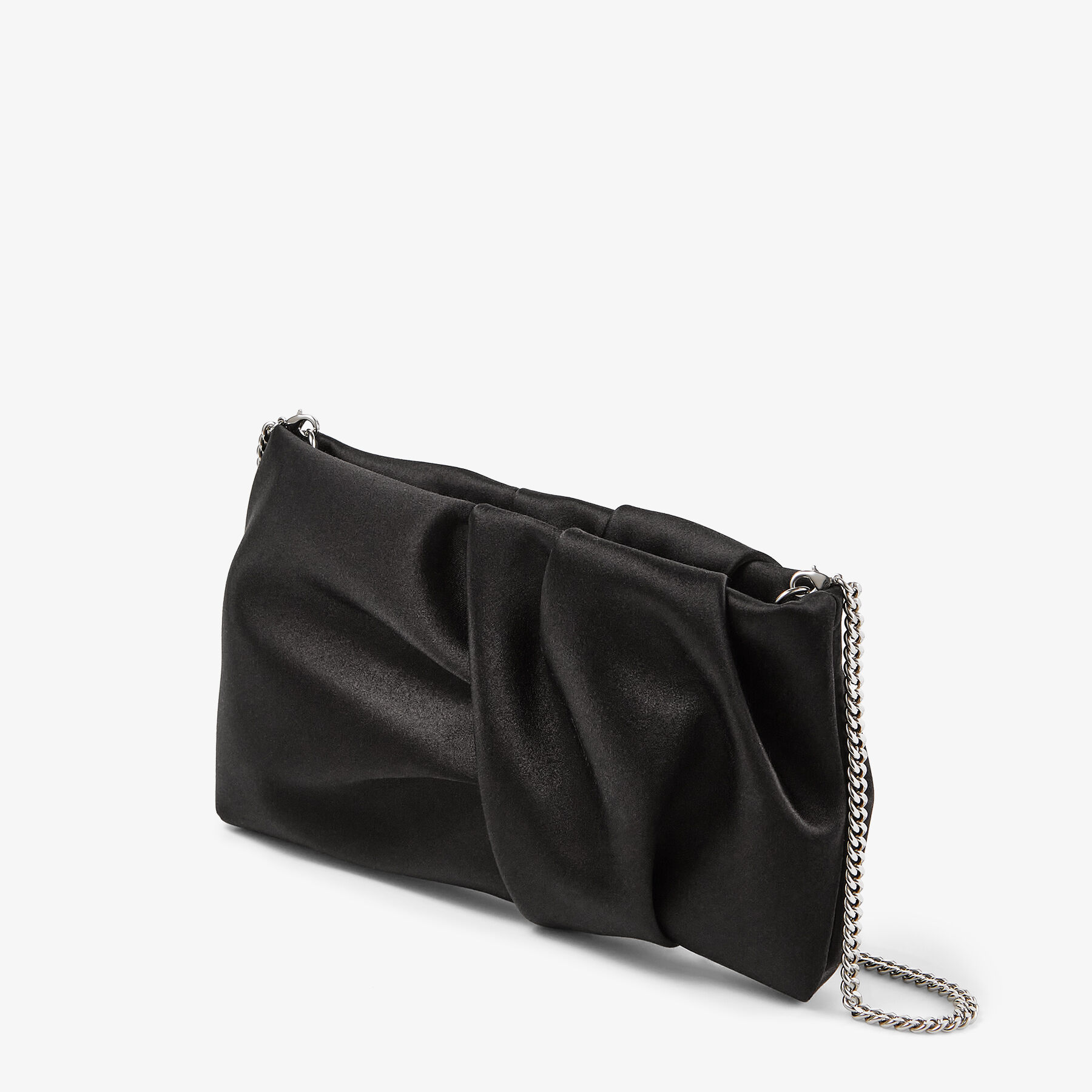 BONNY CLUTCH | Black Satin Clutch Bag | Winter 2022 collection | JIMMY CHOO