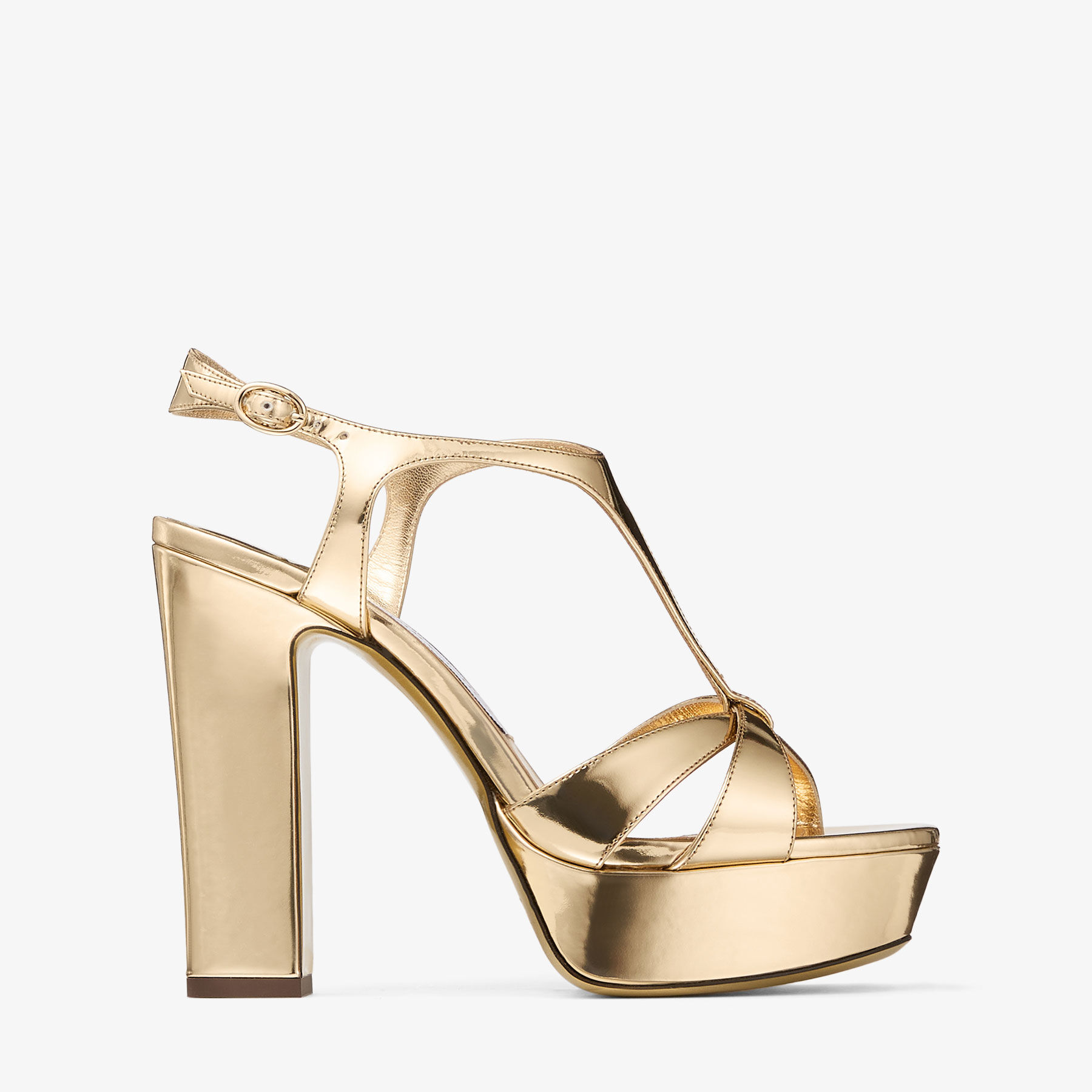 Kesia 120 | Gold Liquid Metal Leather Sandals | JIMMY CHOO
