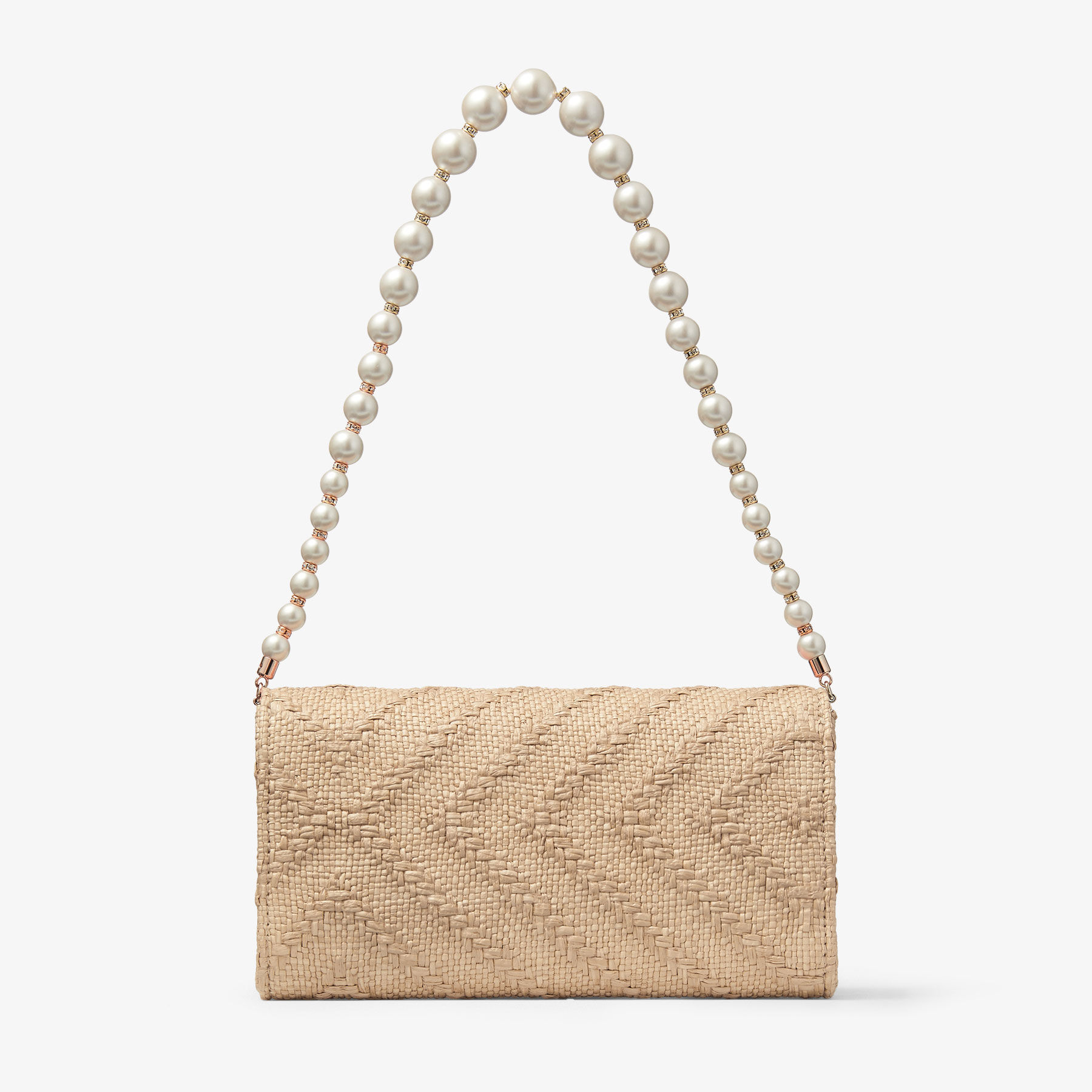 Avenue Wallet with Chain Mini Tasche aus naturfarbenem Bast JIMMY CHOO