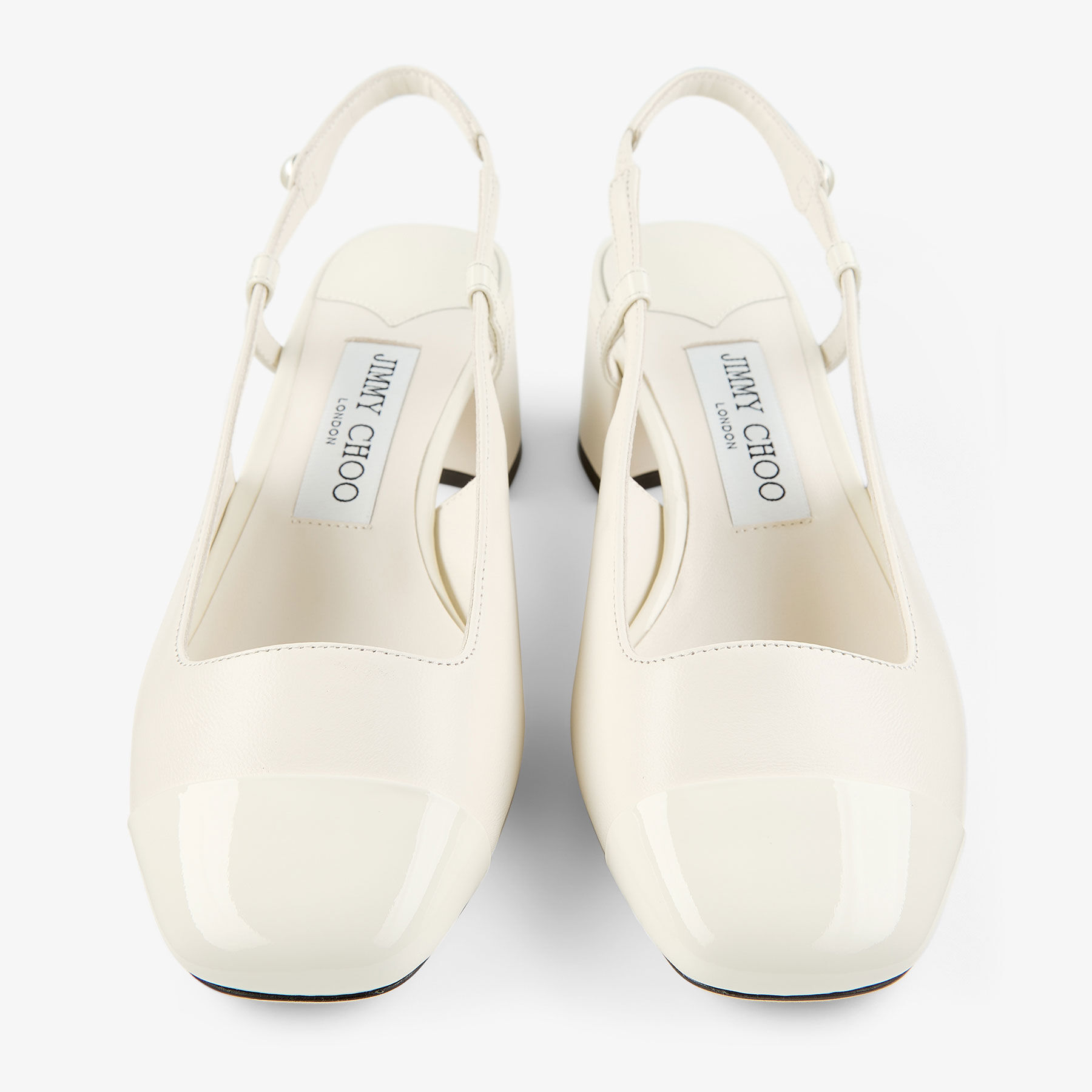 パンプス Jimmy Choo Decollete Slingback Elisa In Vernice Elisa Sling Back 45 | Escarpins en cuir verni café crème