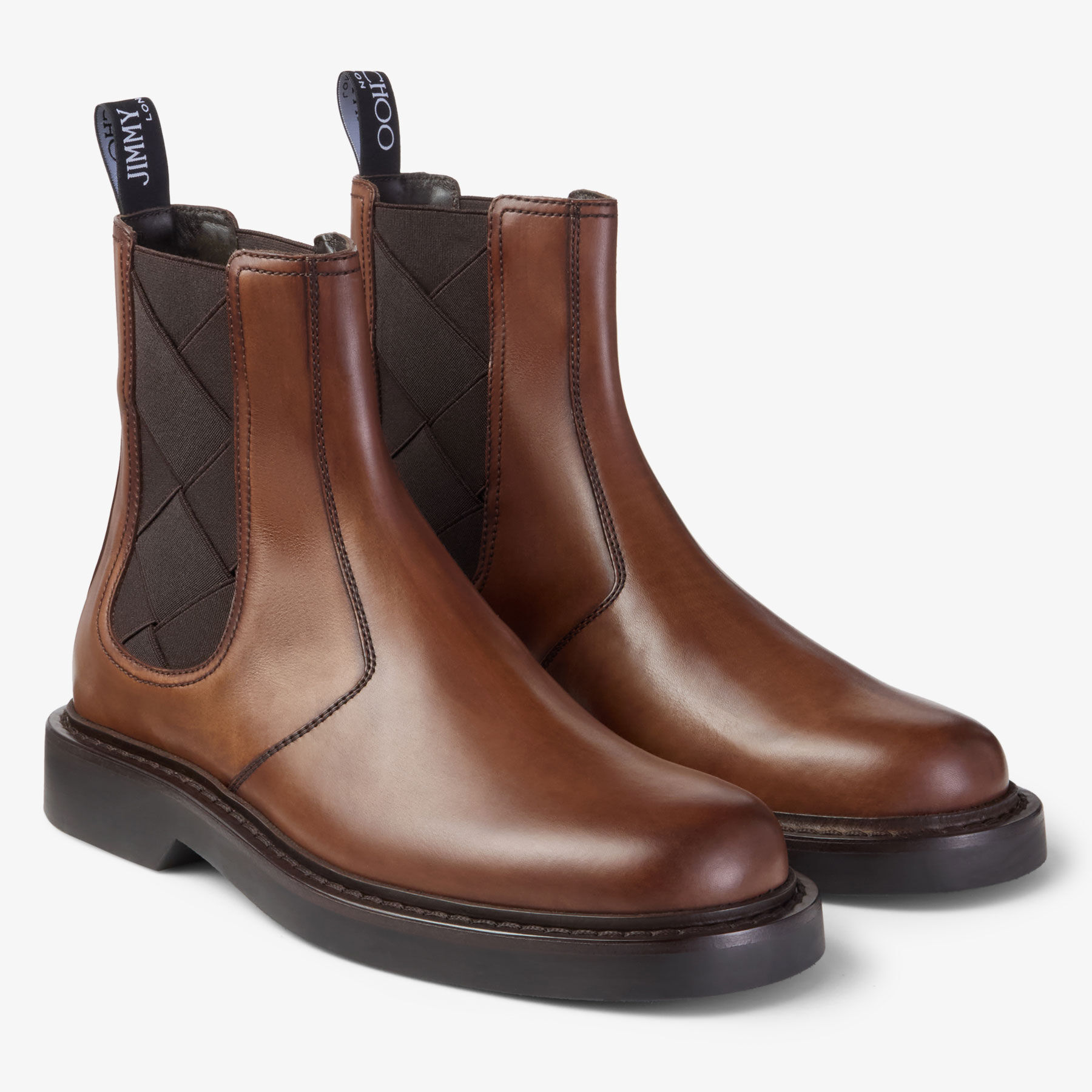 Bronze Metallic Chelsea boots JIMMY CHOO SIZE 10 JIMMY CHOO Tamia 70 cable-knit wool and leather Chelsea  main image 4