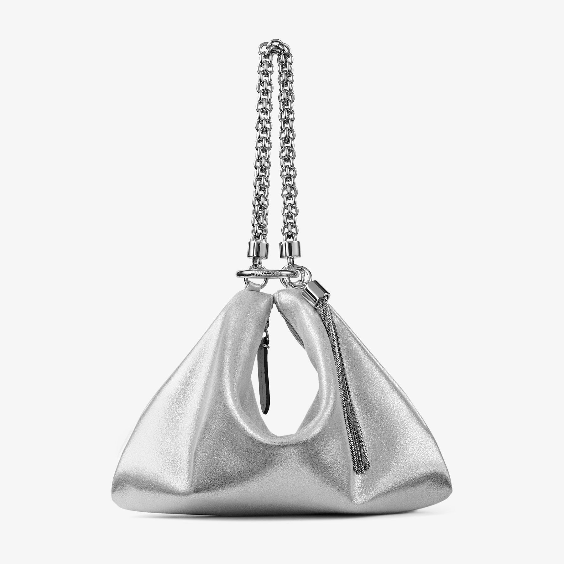 Silver Metallic Leather Clutch Bag Callie Pre Fall 18 JIMMY CHOO