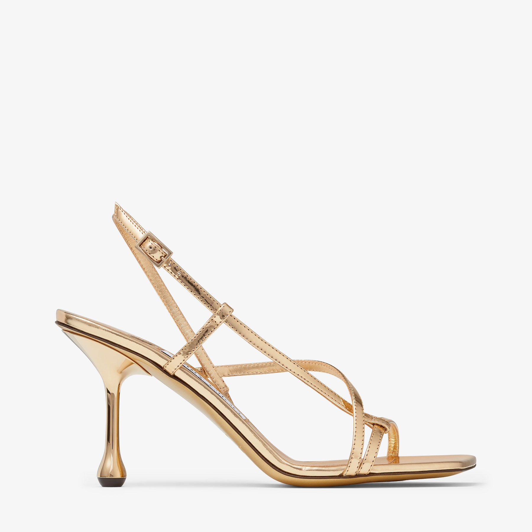 80%OFF‼️8/24まで!新品JIMMY CHOO 38.5ALINAゴールド Gold Liquid Metal Leather Sandals | AZIA 110 | Autumn 2022