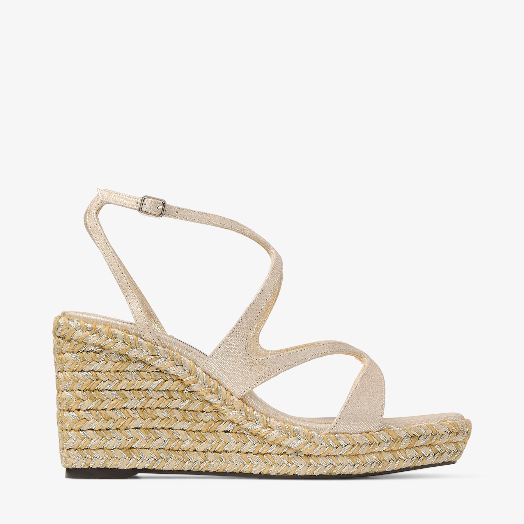 シューズ・サンダルその他 JIMMY CHOO Woman Wedge shoes Beige AYLA85IPJ SOFT GOLD Ayla 85 | Gold Metallic Leather Wedge | JIMMY CHOO