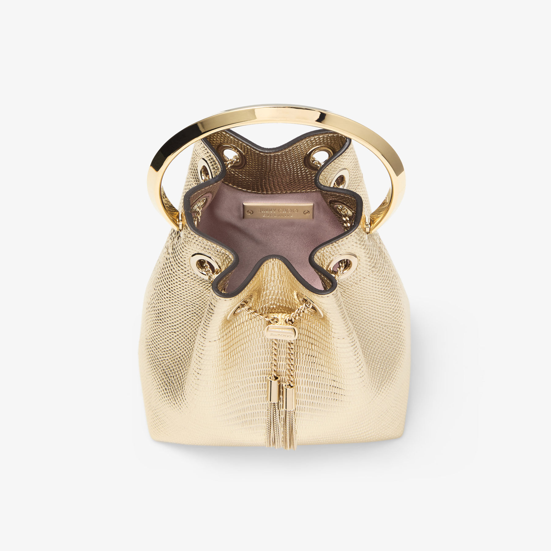 JIMMY CHOO Bon Bon エラフェ スネークプリント レザーバッグ Bon Bon | Gold Lizard Printed Leather Bag | JIMMY CHOO