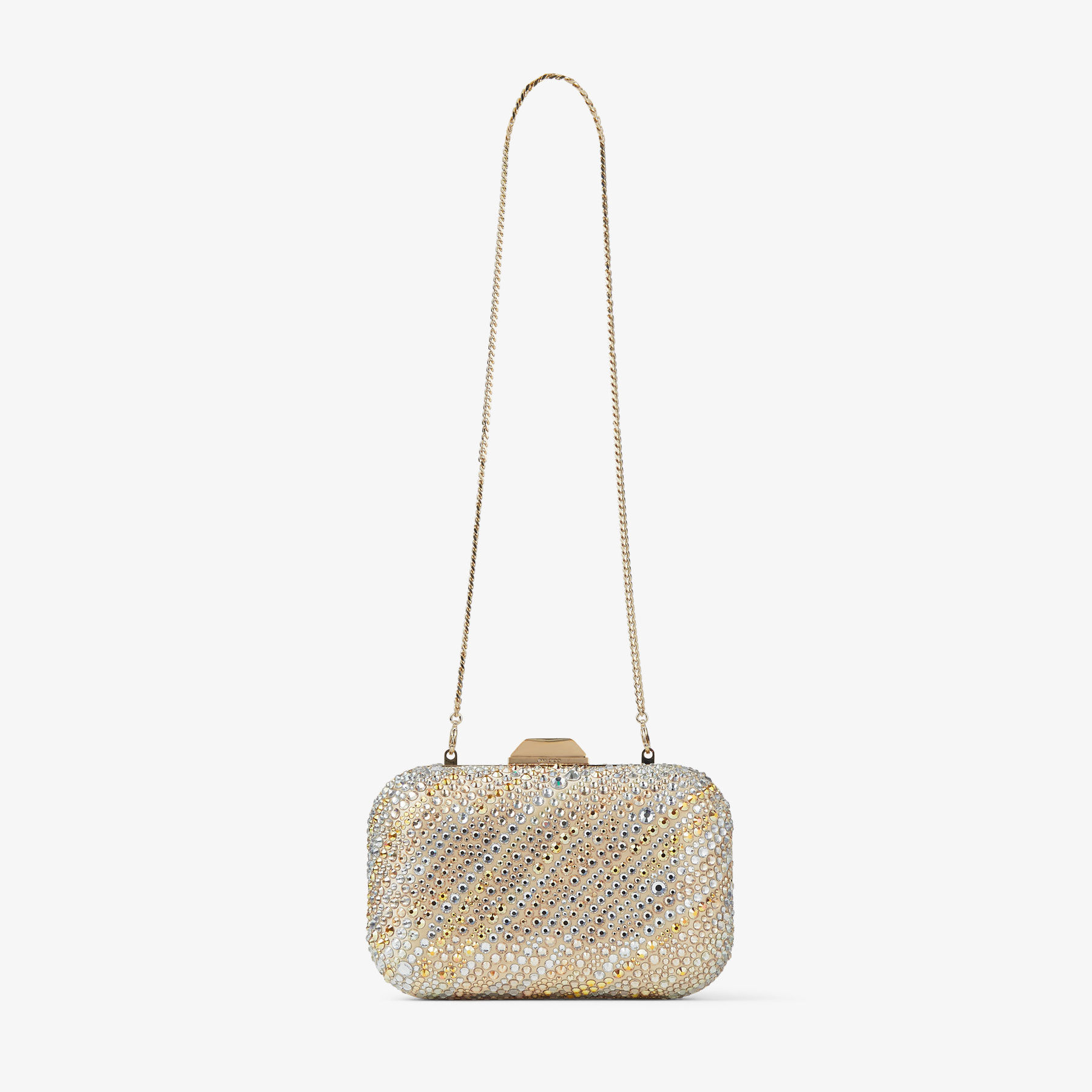 Cloud Gold Mix Satin Crystal Clutch JIMMY CHOO