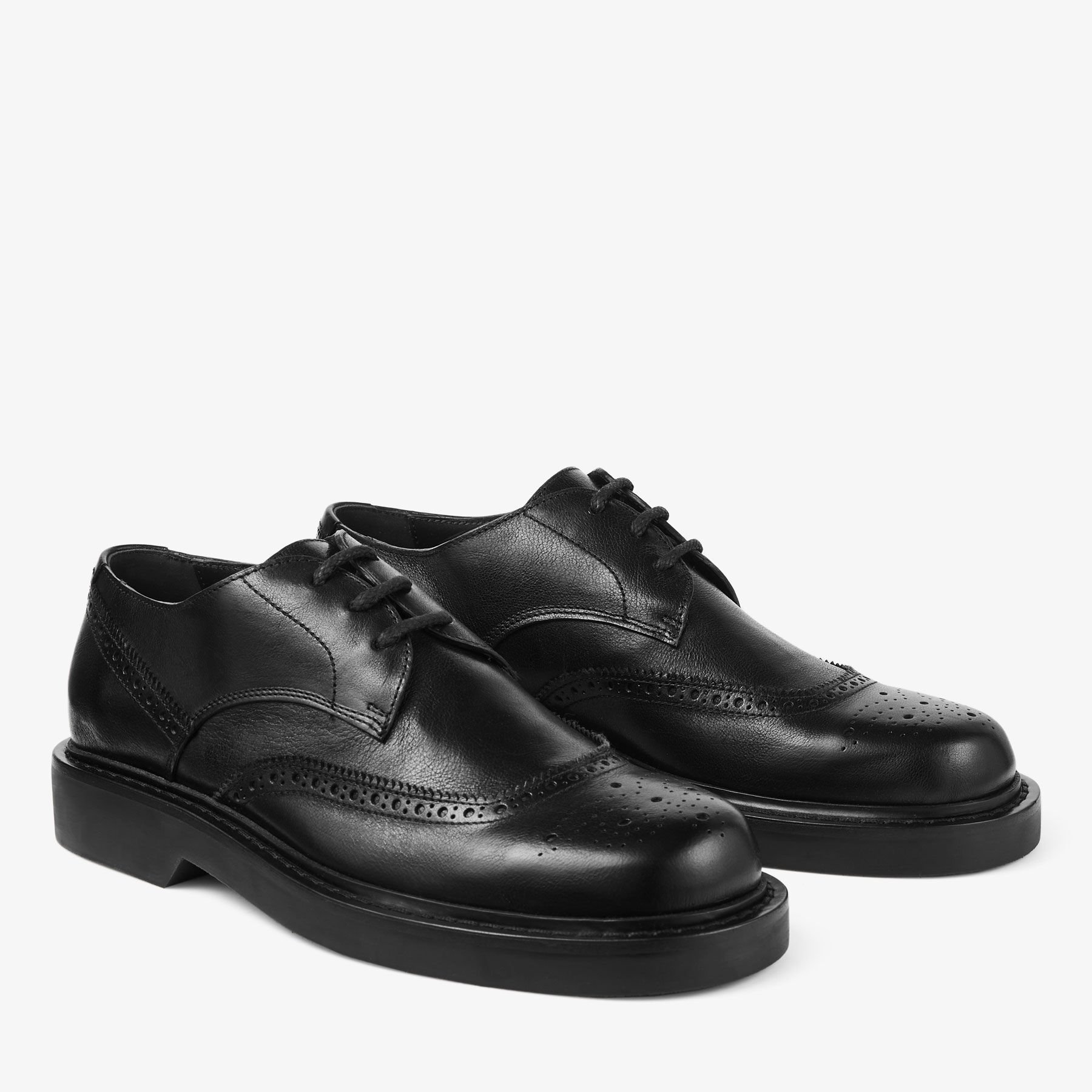 Rowan Brogue Derby | Black Vintage Leather Loafer | JIMMY CHOO