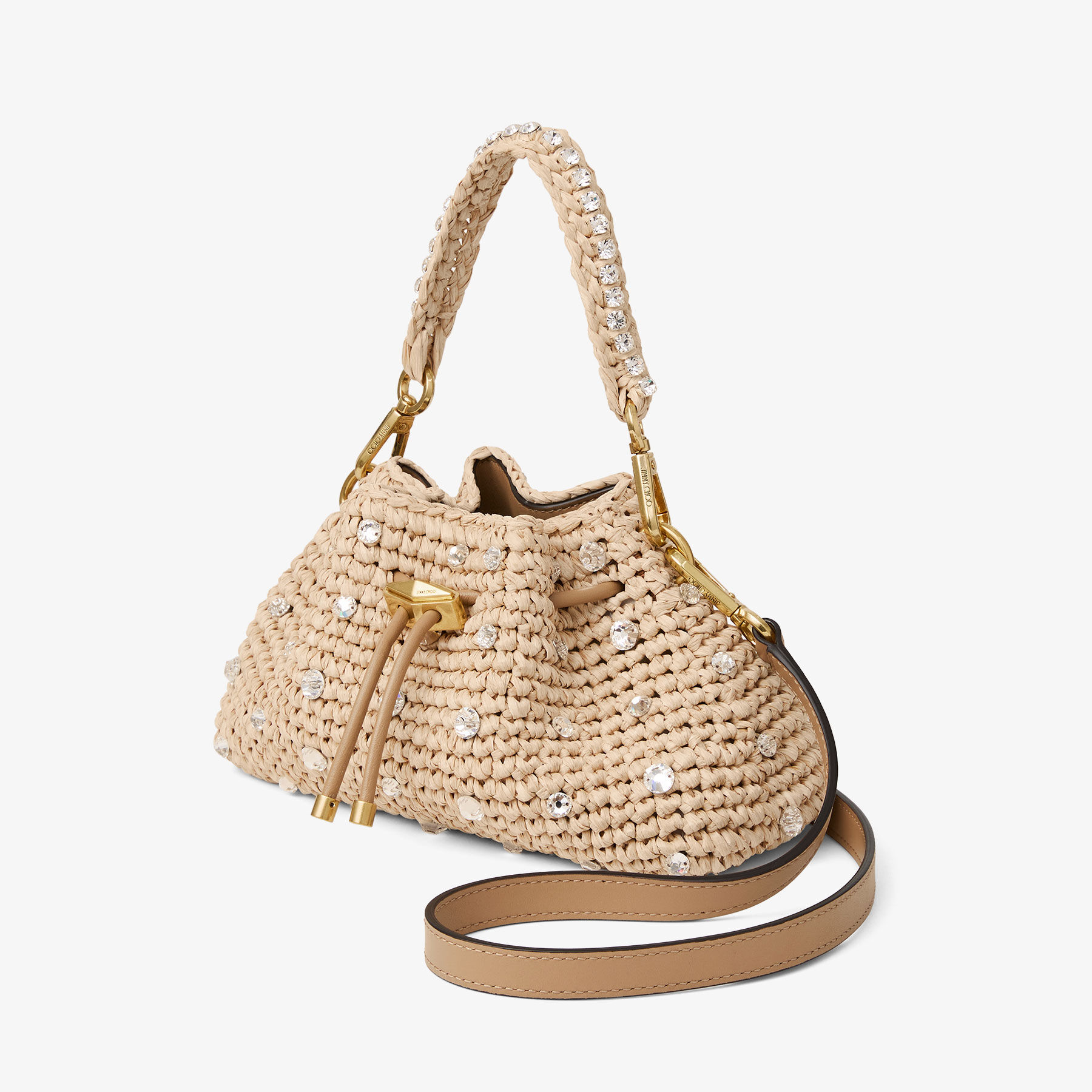 ☆新品☆JIMMY CHOOショルダー Raffia Crystal Cheri JIMMY CHOO