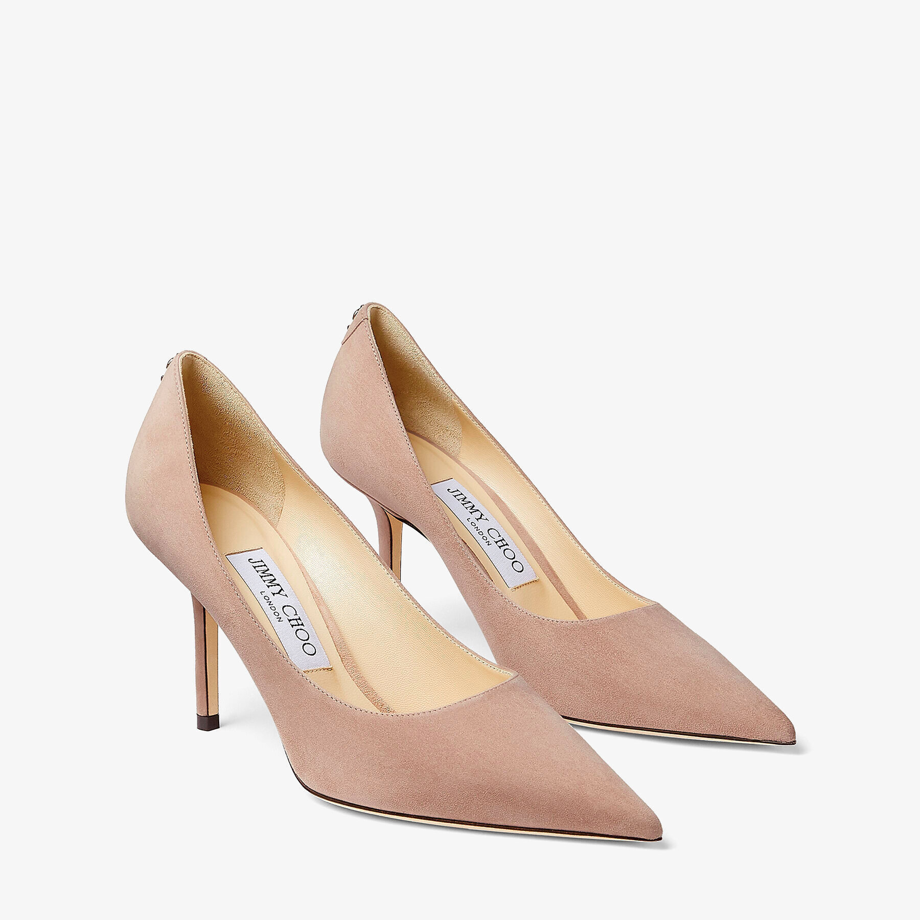 Ballet Pink Suede Pointed Pumps with JC Emblem LOVE 85 Autumn