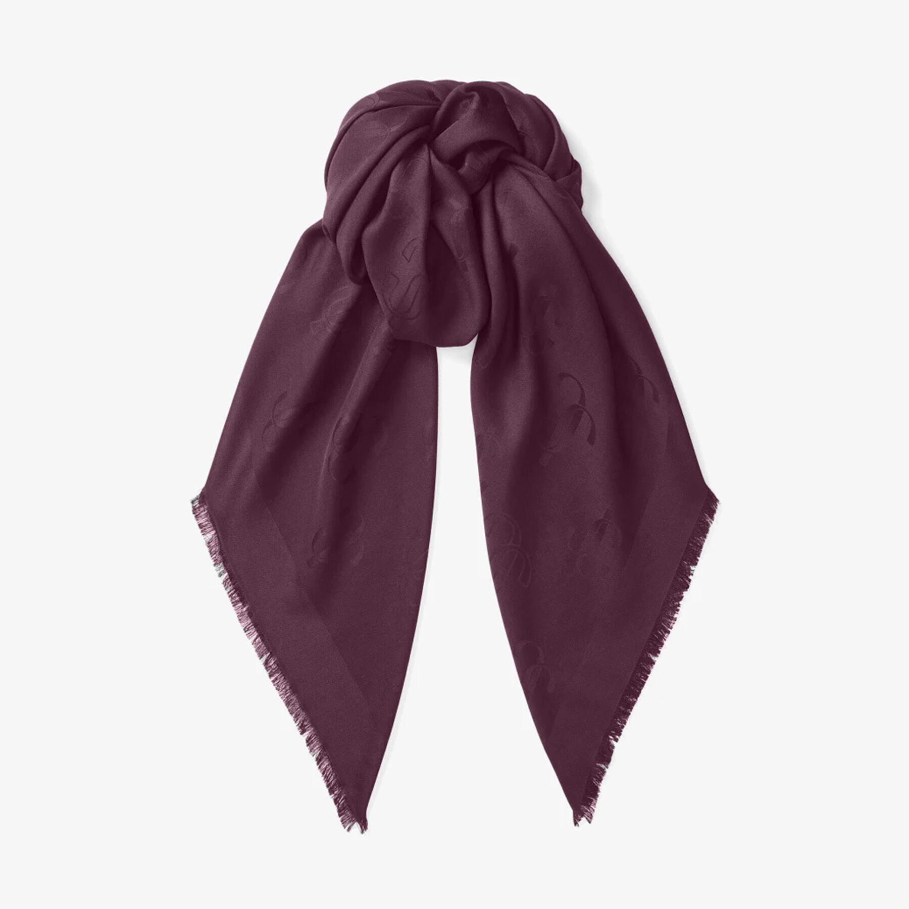 Emani | Deep Merlot Silk and Wool Jacquard Scarf | JIMMY CHOO