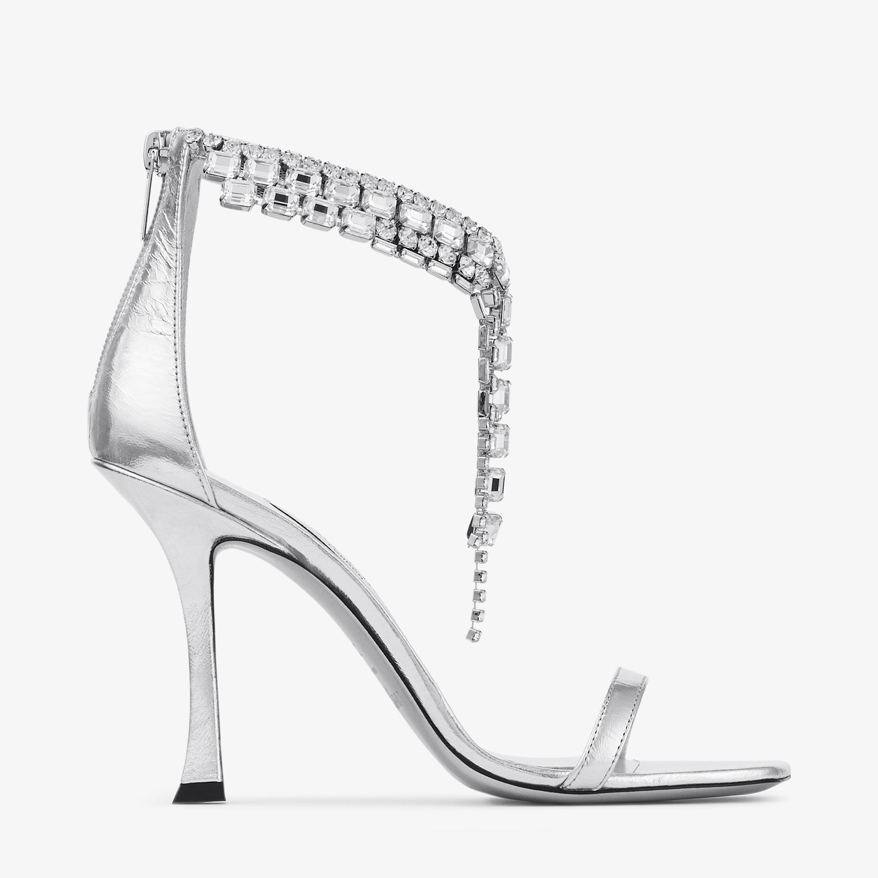 Verity Sandal 100 | Silver Vintage Metallic Leather Sandals | JIMMY CHOO