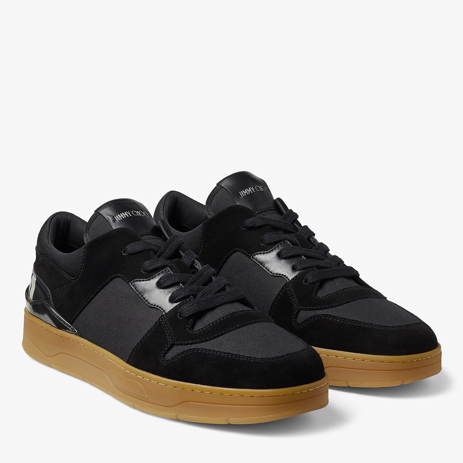 FLORENT M Scarpe sportive in crosta e tela nera con scritta Choo Collezione Autunno JIMMY CHOO