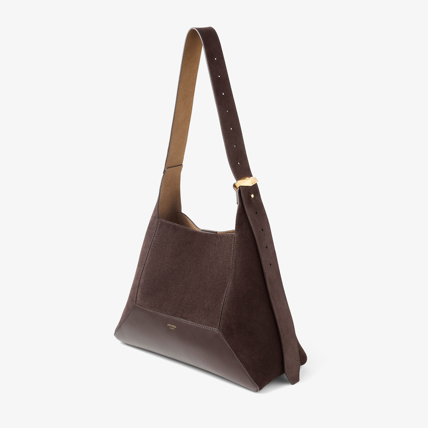 【関税&送料込】Jimmy Choo Brown Suede Medium Diamond Should Diamond Medium suede shoulder bag in brown - Jimmy Choo