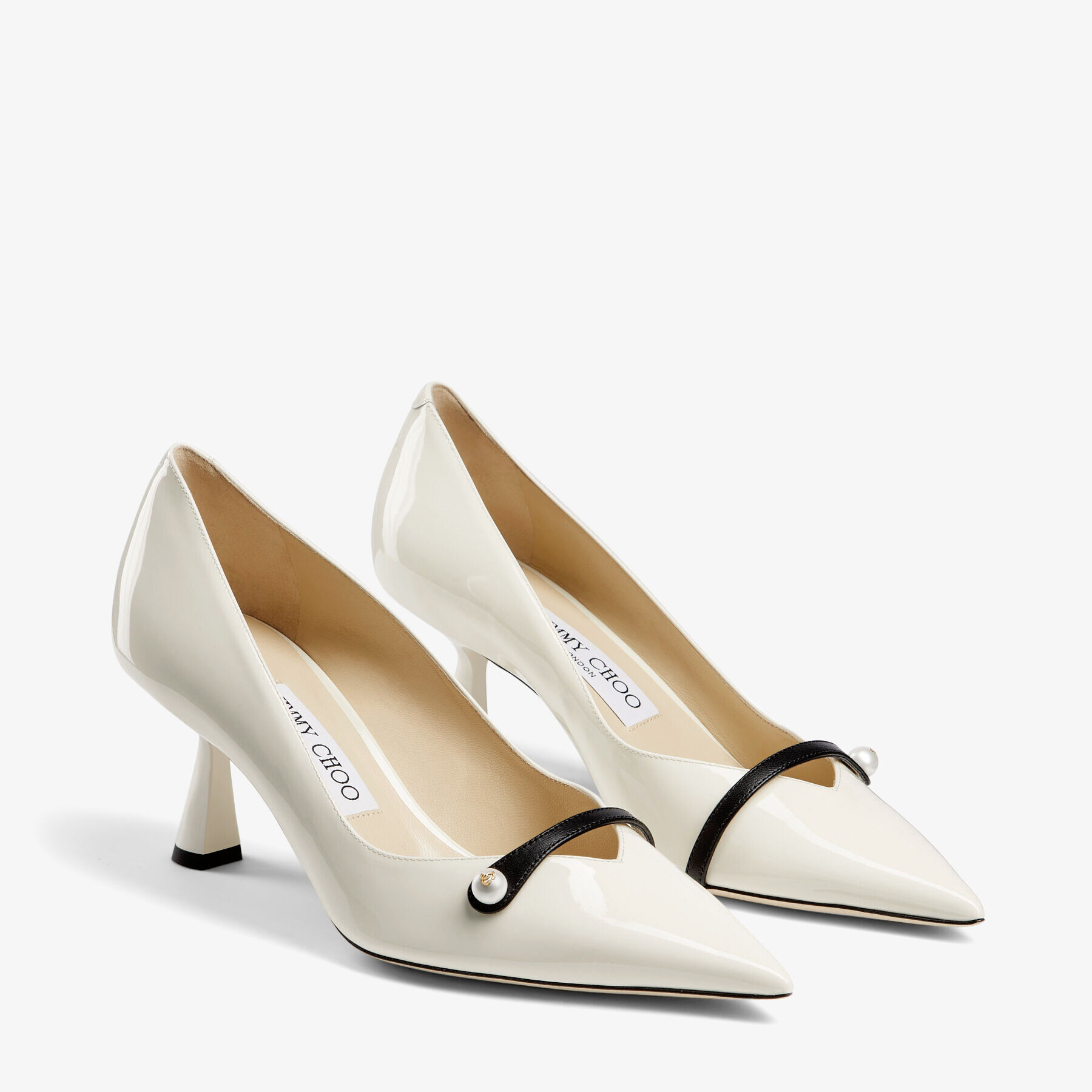 リアル Pumps Pointed Patent Latte with 65 ROSALIA | Detail Pearl 靴