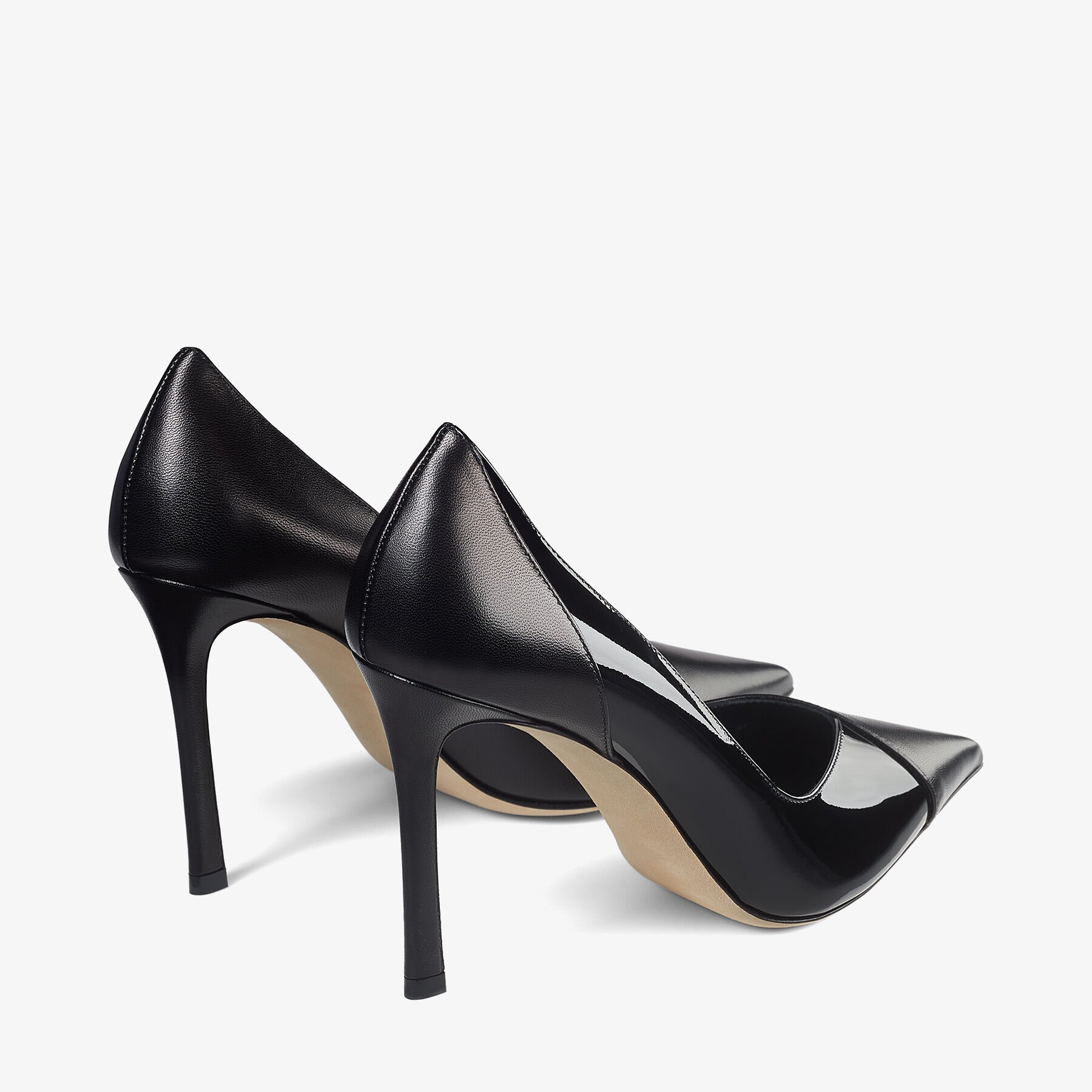Escarpins en cuir nappa et cuir verni noir CASS 95 Collection