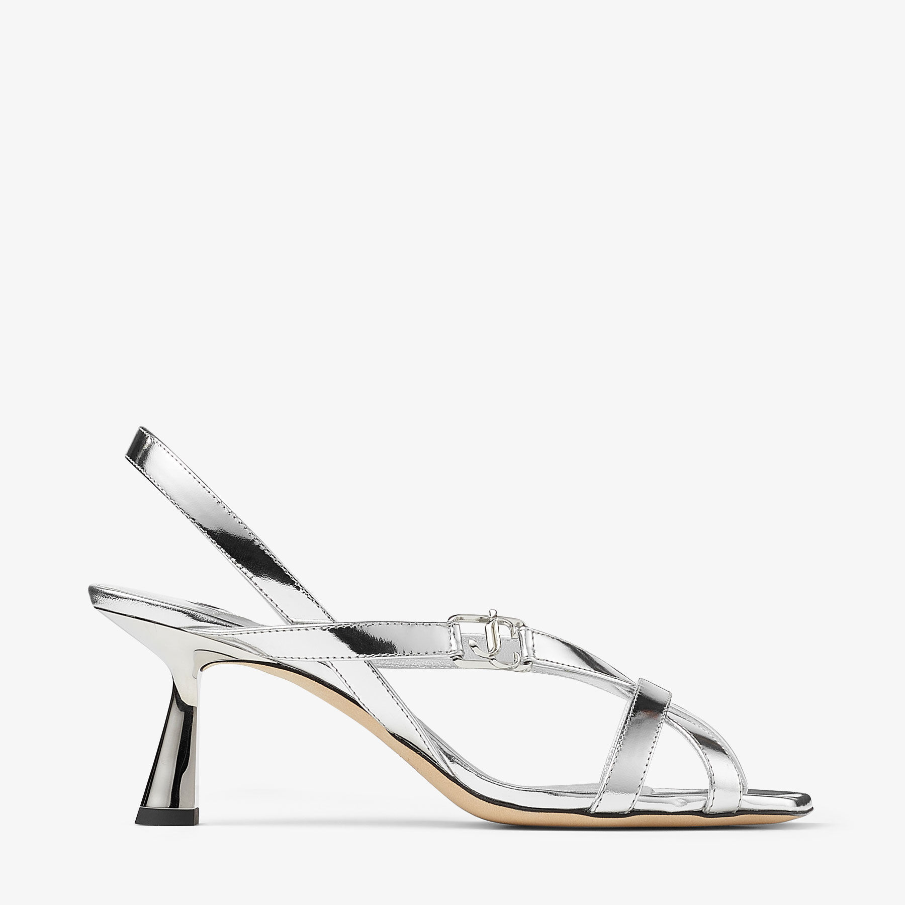 Jess 65 Silver Liquid Metal Leather Sandals JIMMY CHOO