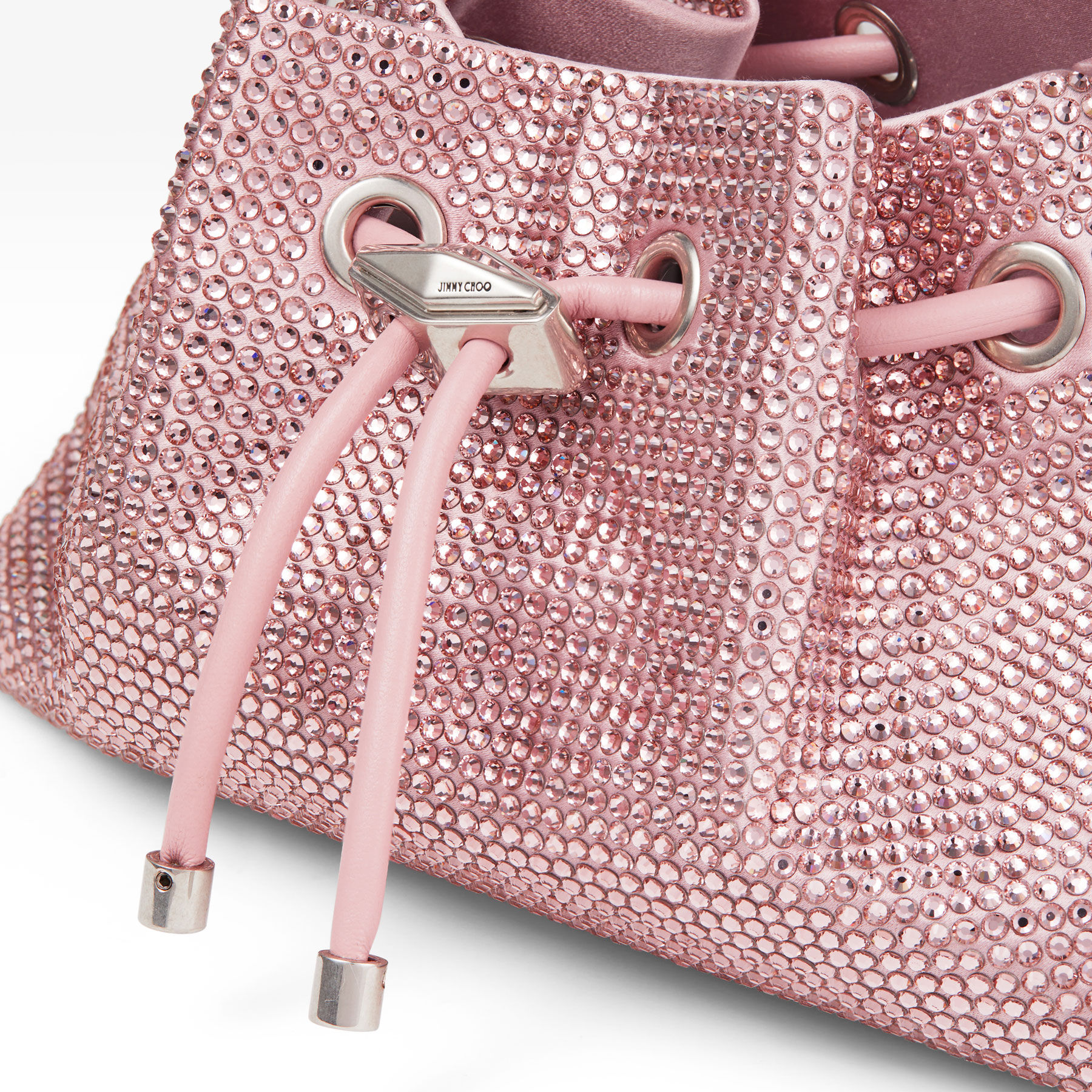Cinch Mini | Rose Satin Crystal Mini Bag | JIMMY CHOO