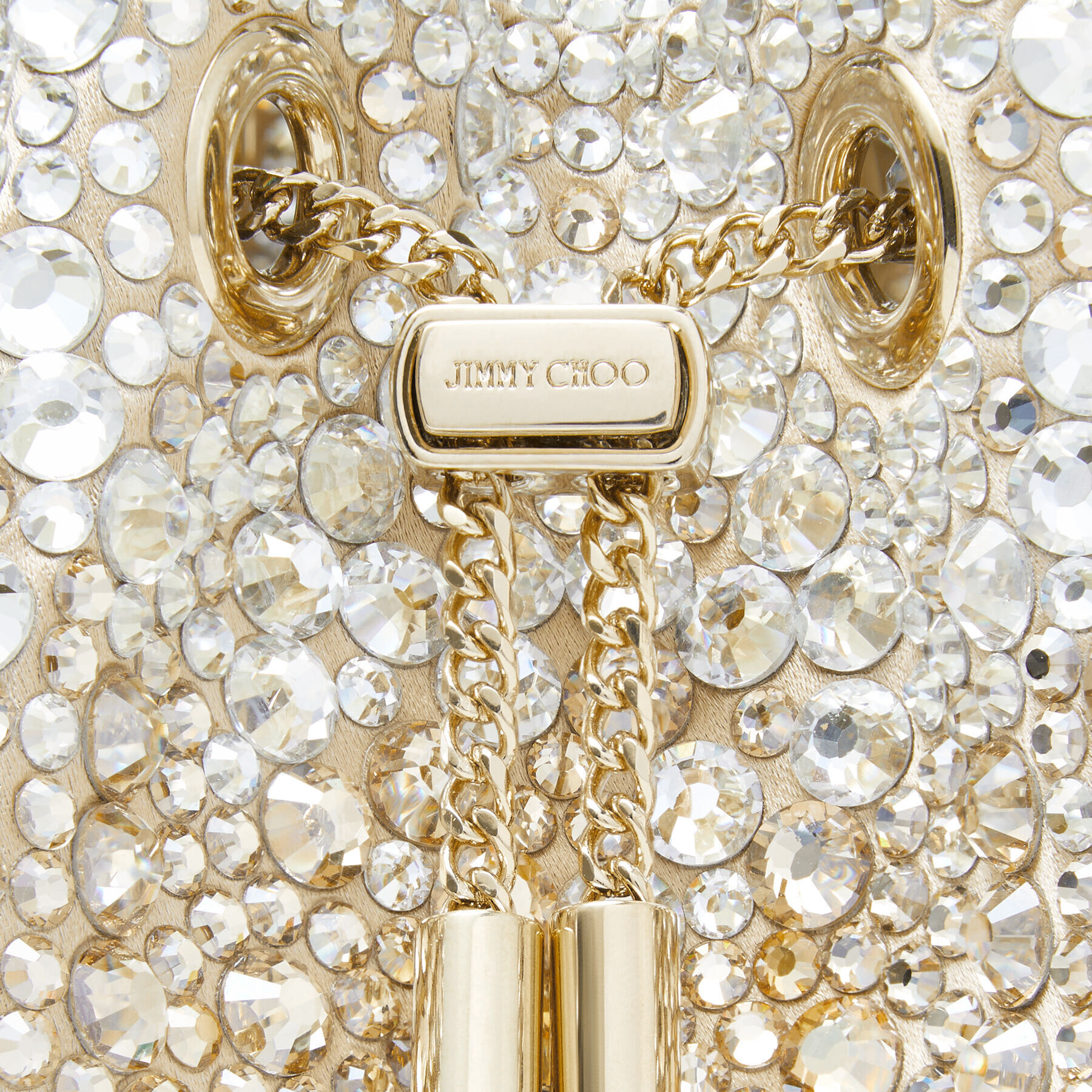 BON BON | Gold Satin Bag with Crystals | JIMMY CHOO