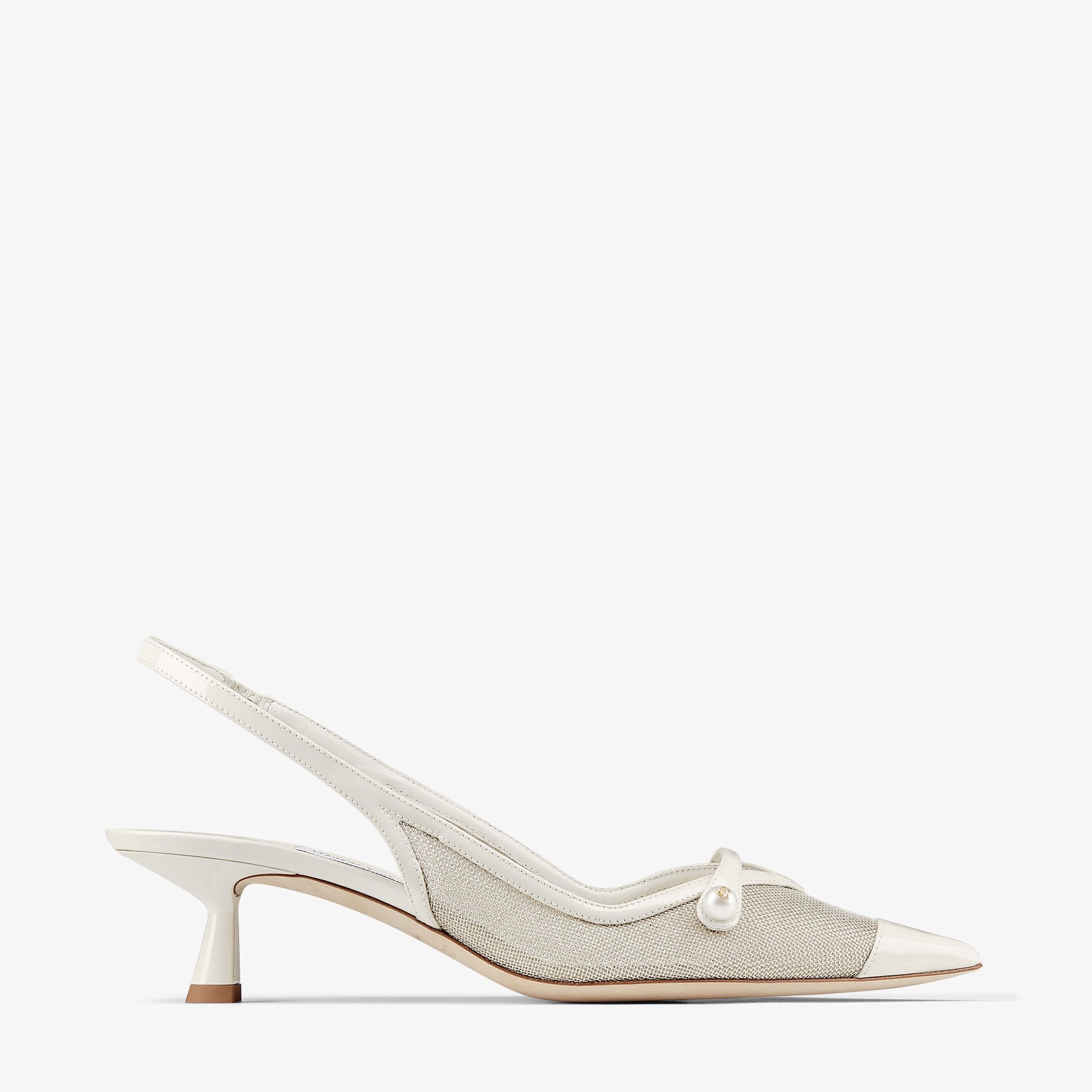 Amita 45 | Slingback-Pumps aus Lackleder und Metallic-Mesh in 