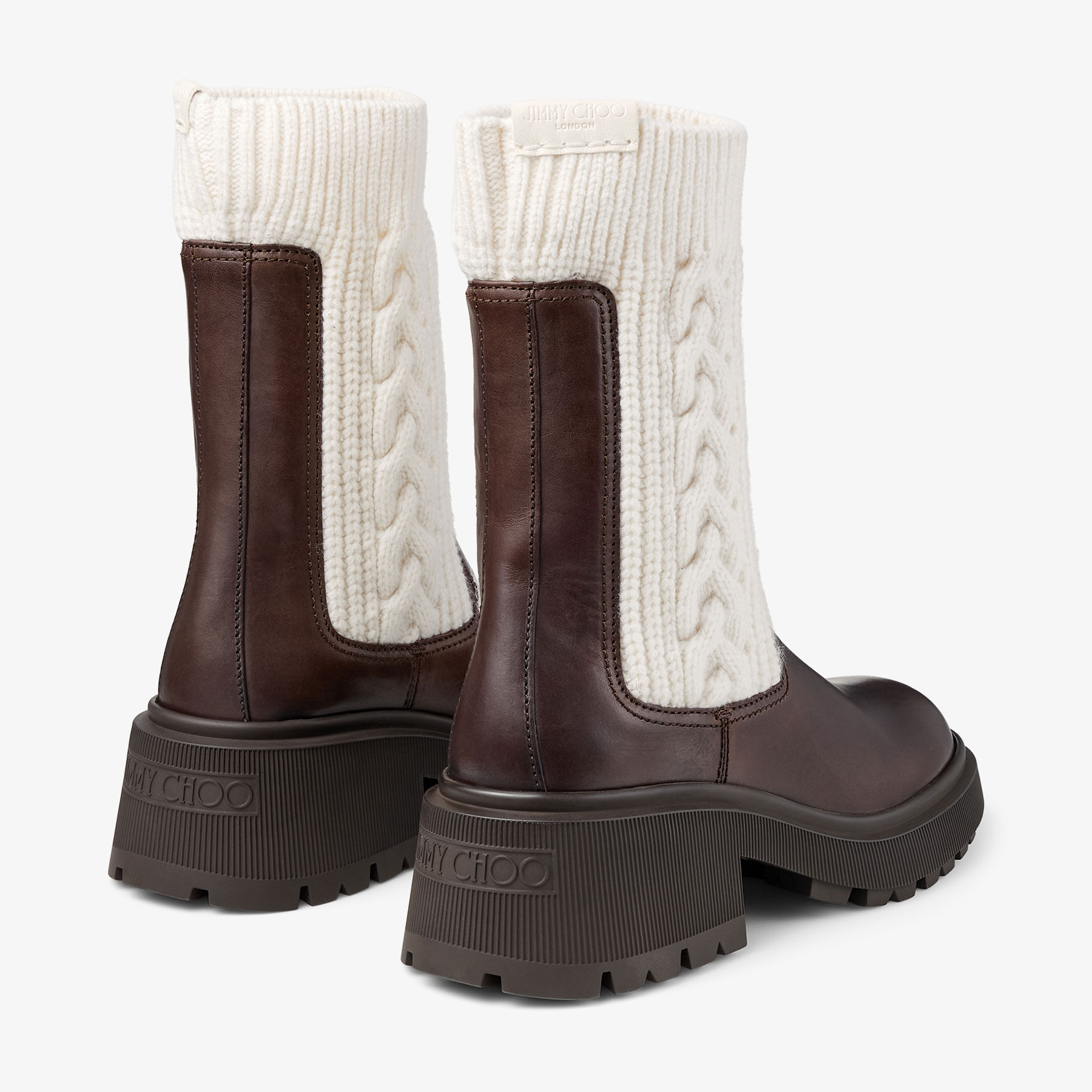 Tamia Flat | Chocolate Shiny Calf Leather Ankle Boots with 