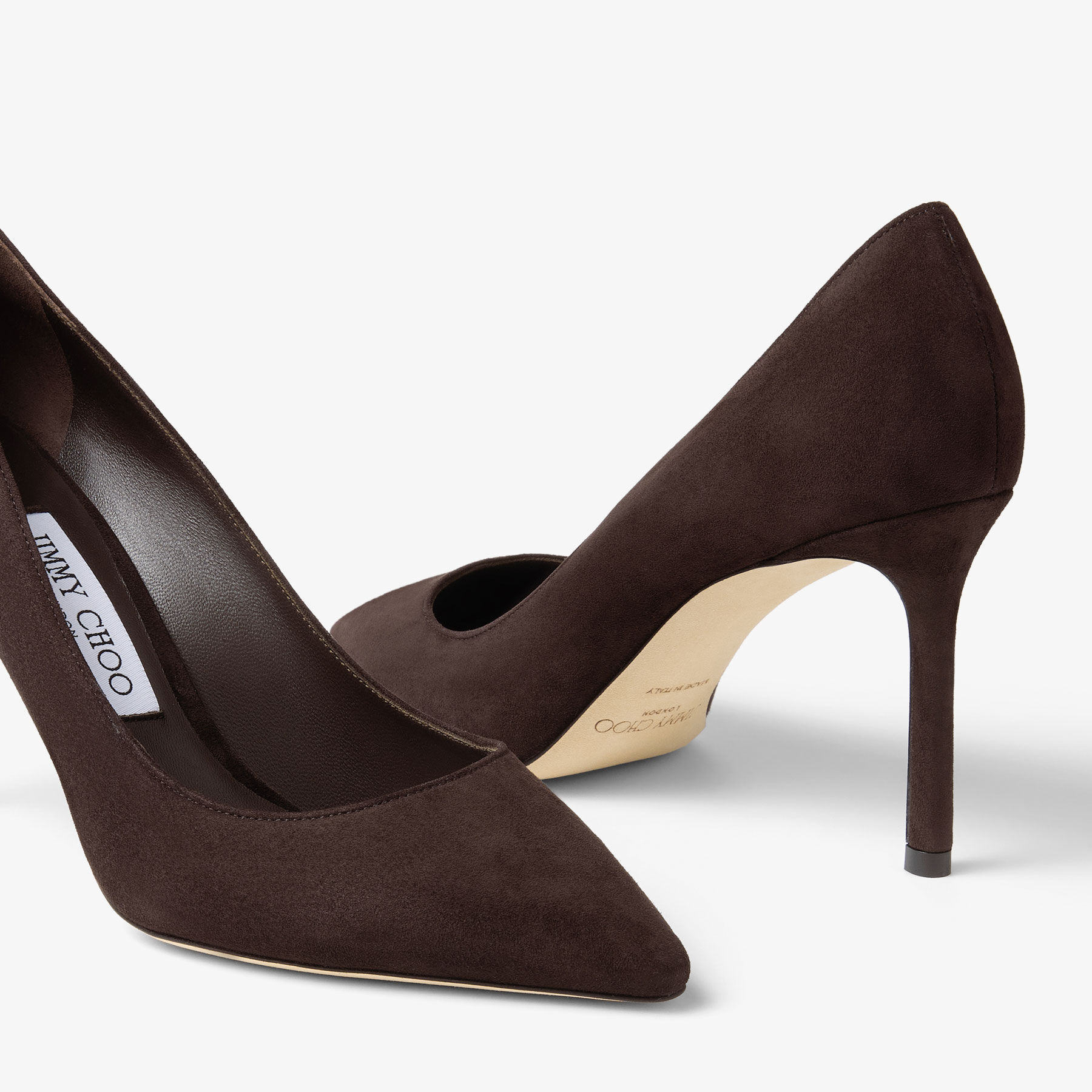 Romy 85 Coffee Tonal Suede Pumps JIMMY CHOO