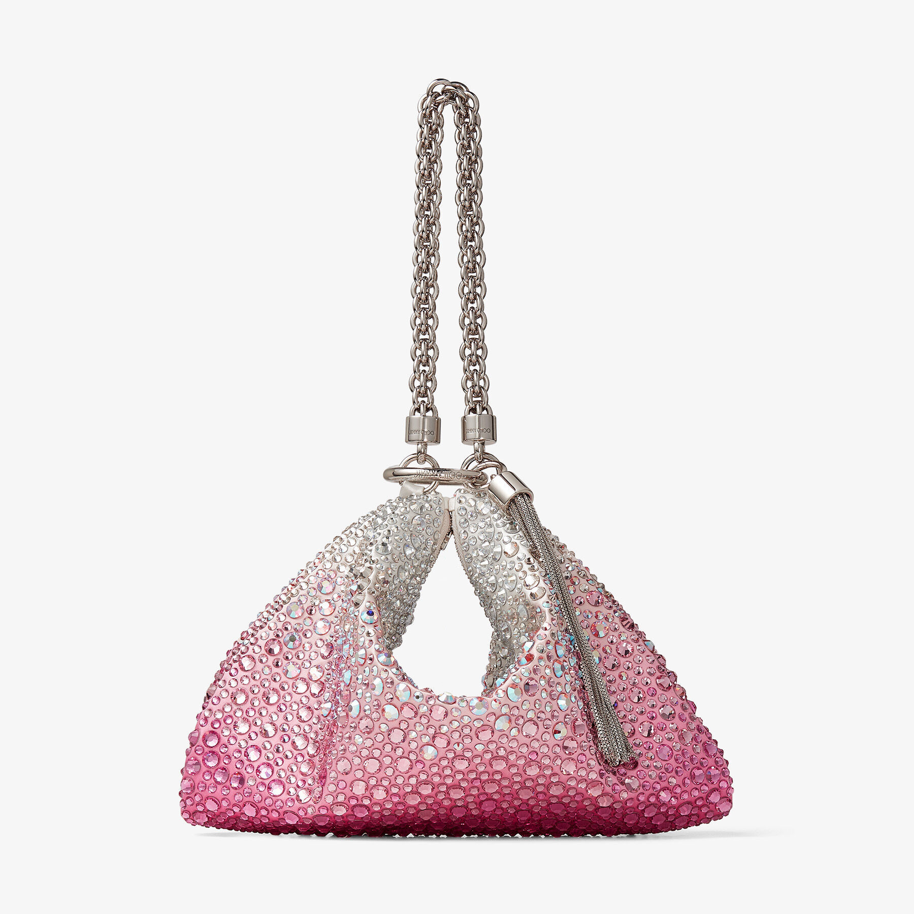 Candy Pink Degrade Satin Bag with crystals CALLIE JIMMY CHOO