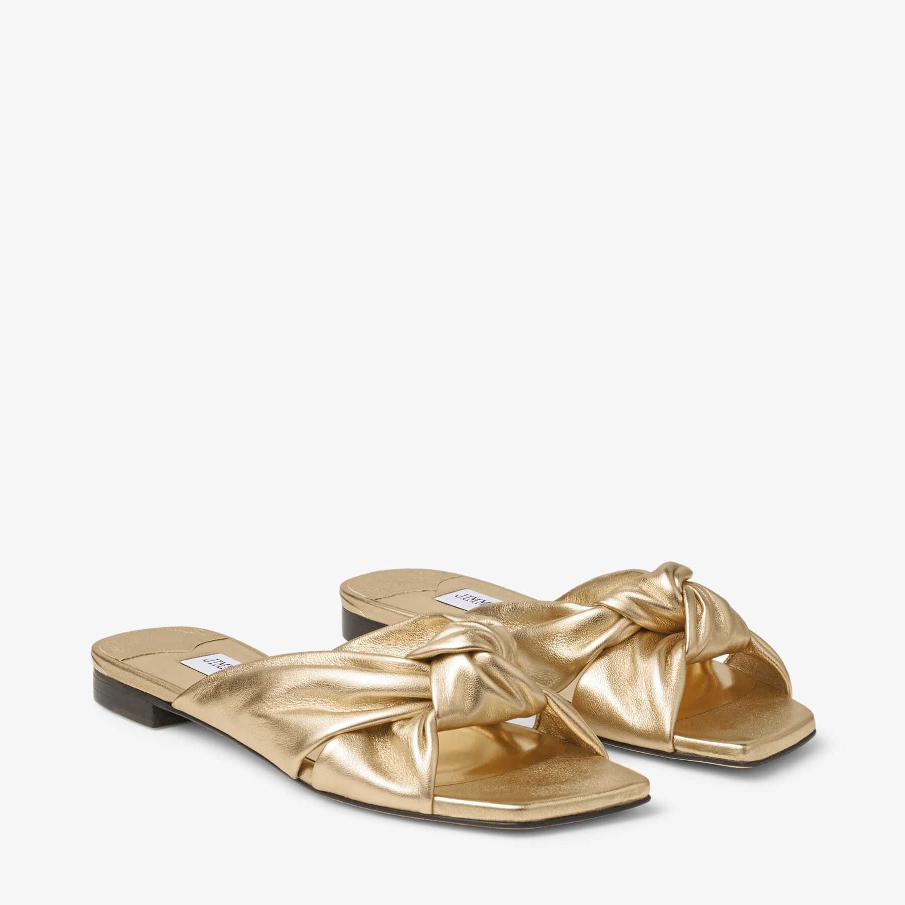 AVENUE FLAT Gold Metallic Nappa Leather Flat Sandals Summer Collection JIMMY CHOO