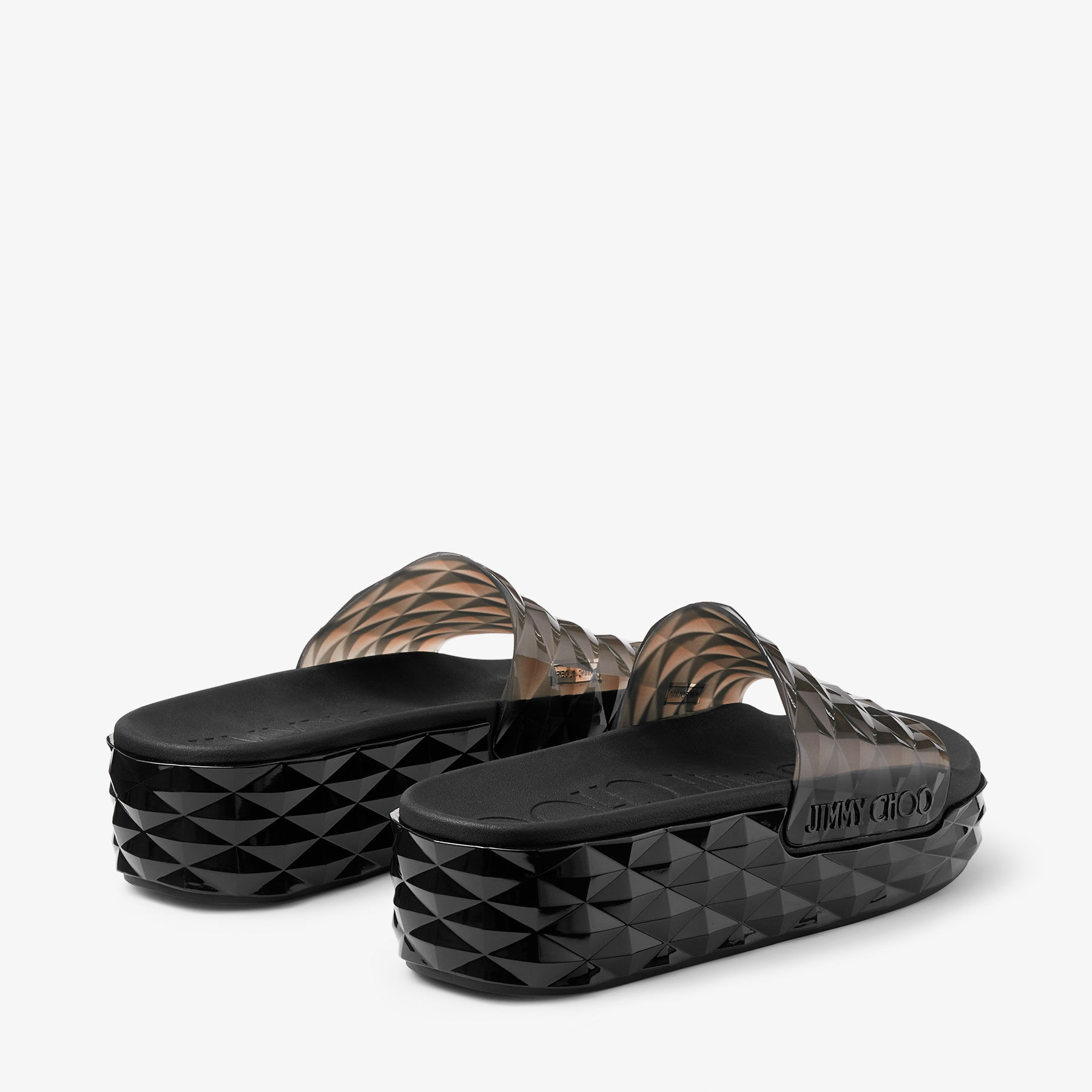 Diamond Slide F Black Rubber Diamond Slides JIMMY CHOO