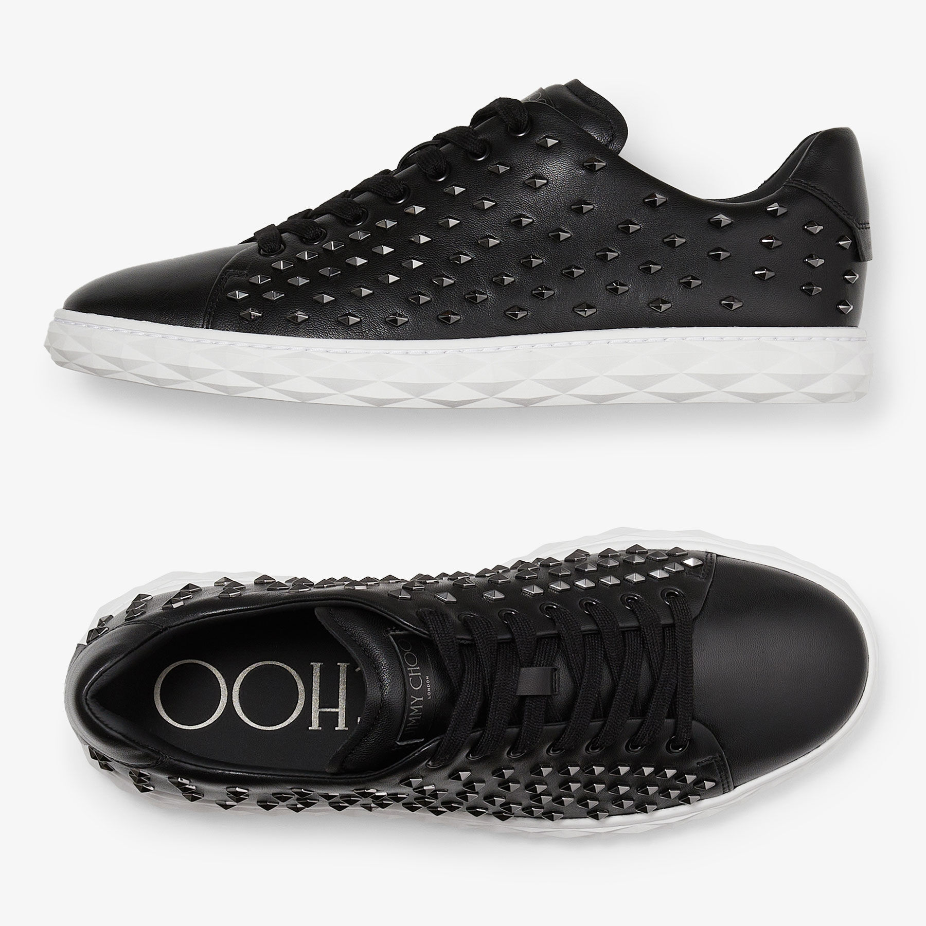 DIAMOND LIGHT/M | Zapatillas bajas en napa de color negro con tachuelas |  Colección de otoño | JIMMY CHOO
