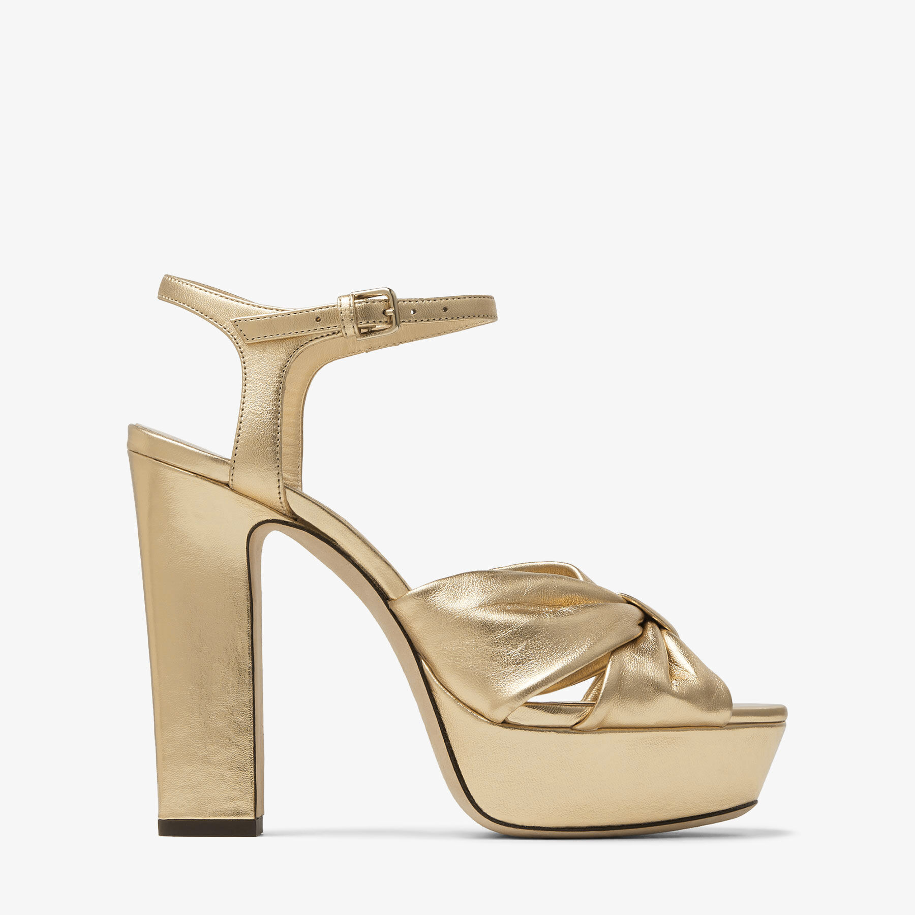 Gold platform cheap block heels