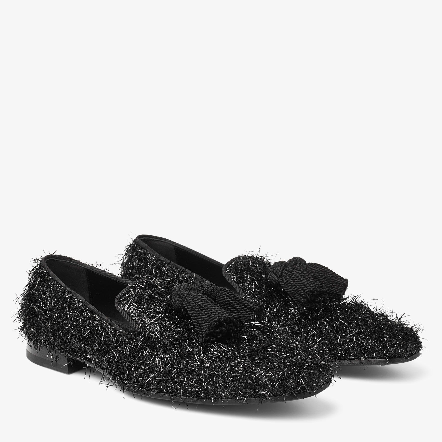 Foxley/M | Black Tinsel Loafers | JIMMY CHOO
