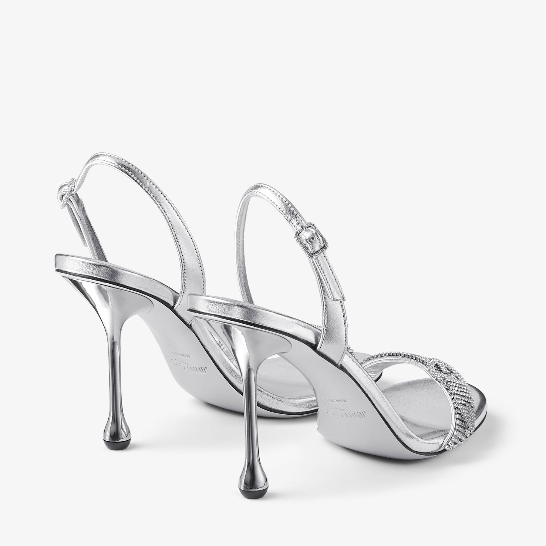 Tabatha 95 | Silver Metallic Nappa Leather Sandals | JIMMY CHOO