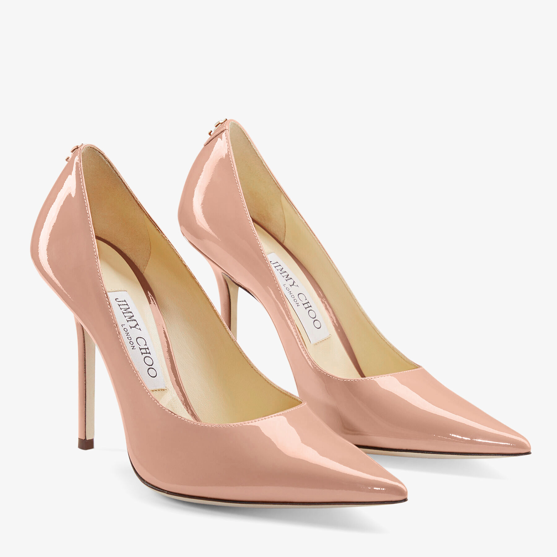 食品・日用品 半額ストア Pumps Point-Toe Leather Patent Pink Ballet with Emblem JC 靴