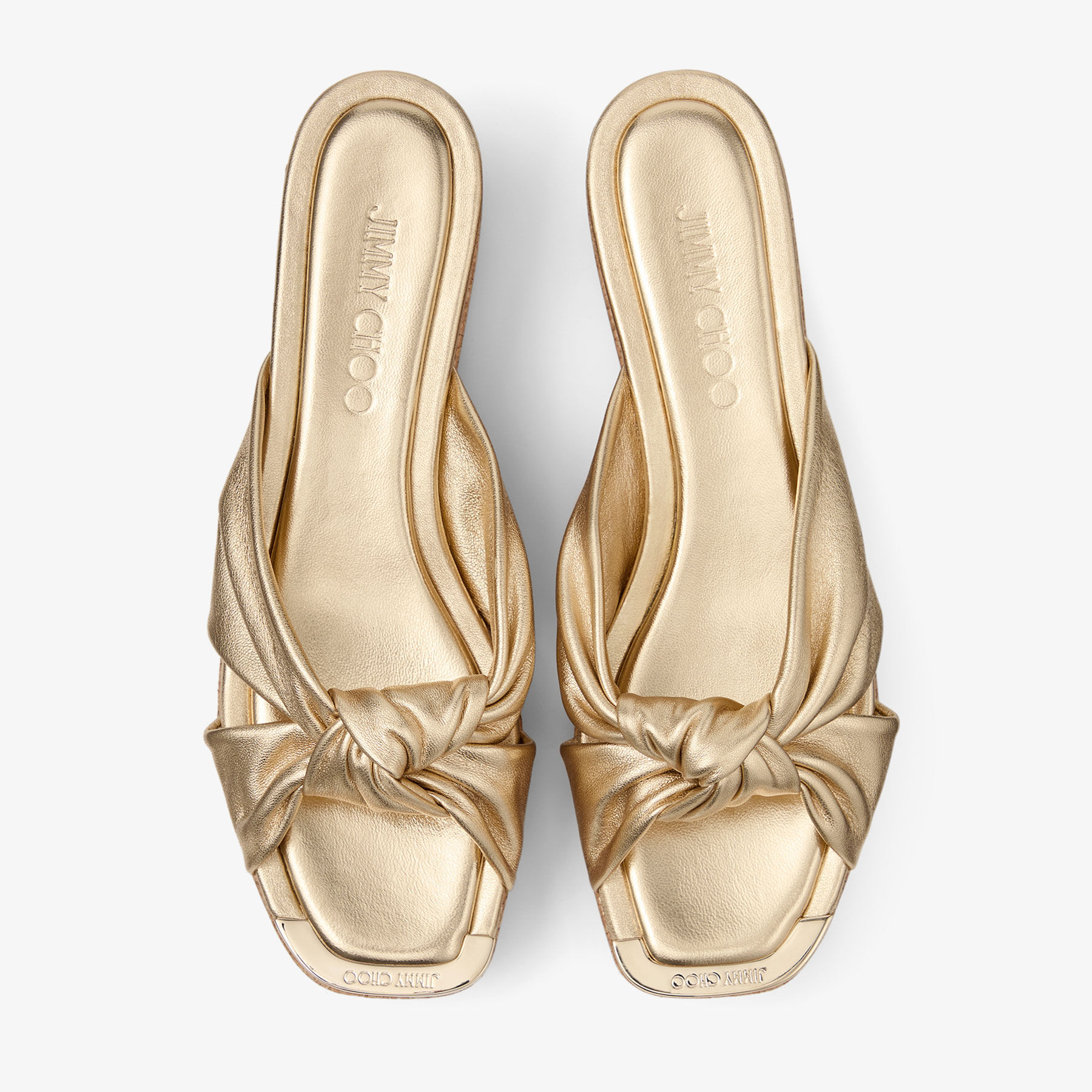 【新品・未使用】JIMMY CHOO Avenue50leather mules Avenue Wedge 50 | Gold Metallic Nappa Wedge Mules | JIMMY CHOO