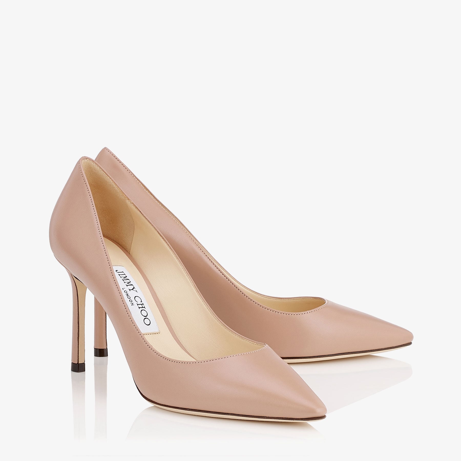 Ballet Pink Kid Leather Pointed Pumps | ROMY 85 | 24:7 Icons