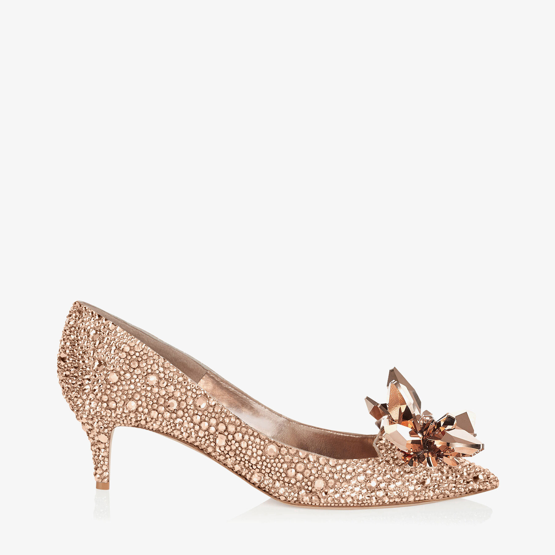 Rose Gold Crystal Covered Pointy Toe Pumps ALLURE Pre Fall 18 JIMMY CHOO