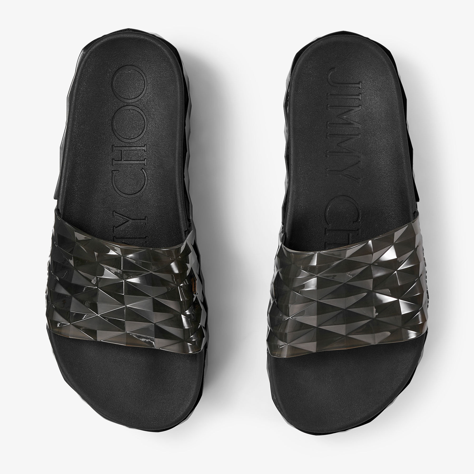 Diamond Slide F Black Rubber Diamond Slides JIMMY CHOO