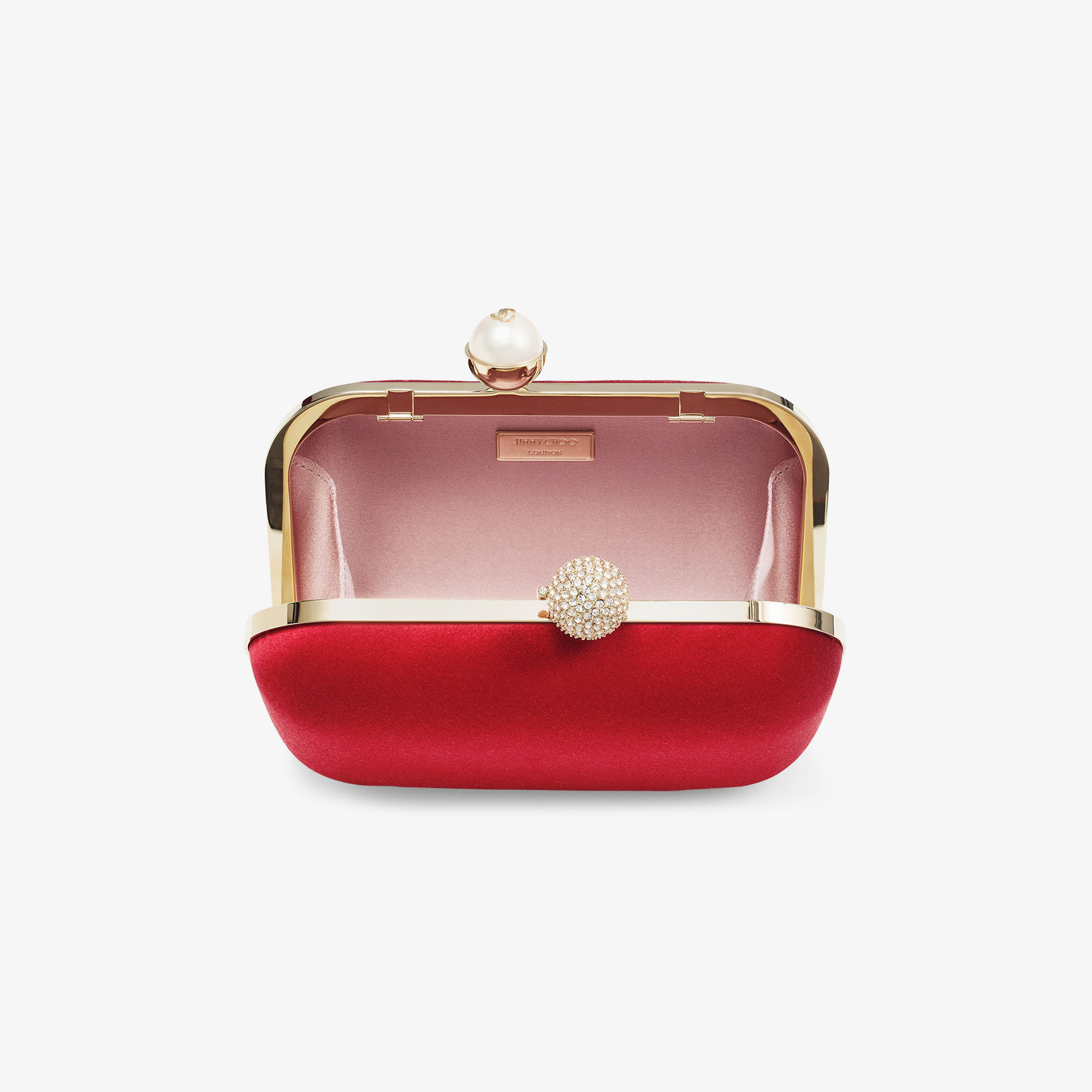 Cloud | Bolso de mano en satén de color rojo rubí | JIMMY CHOO