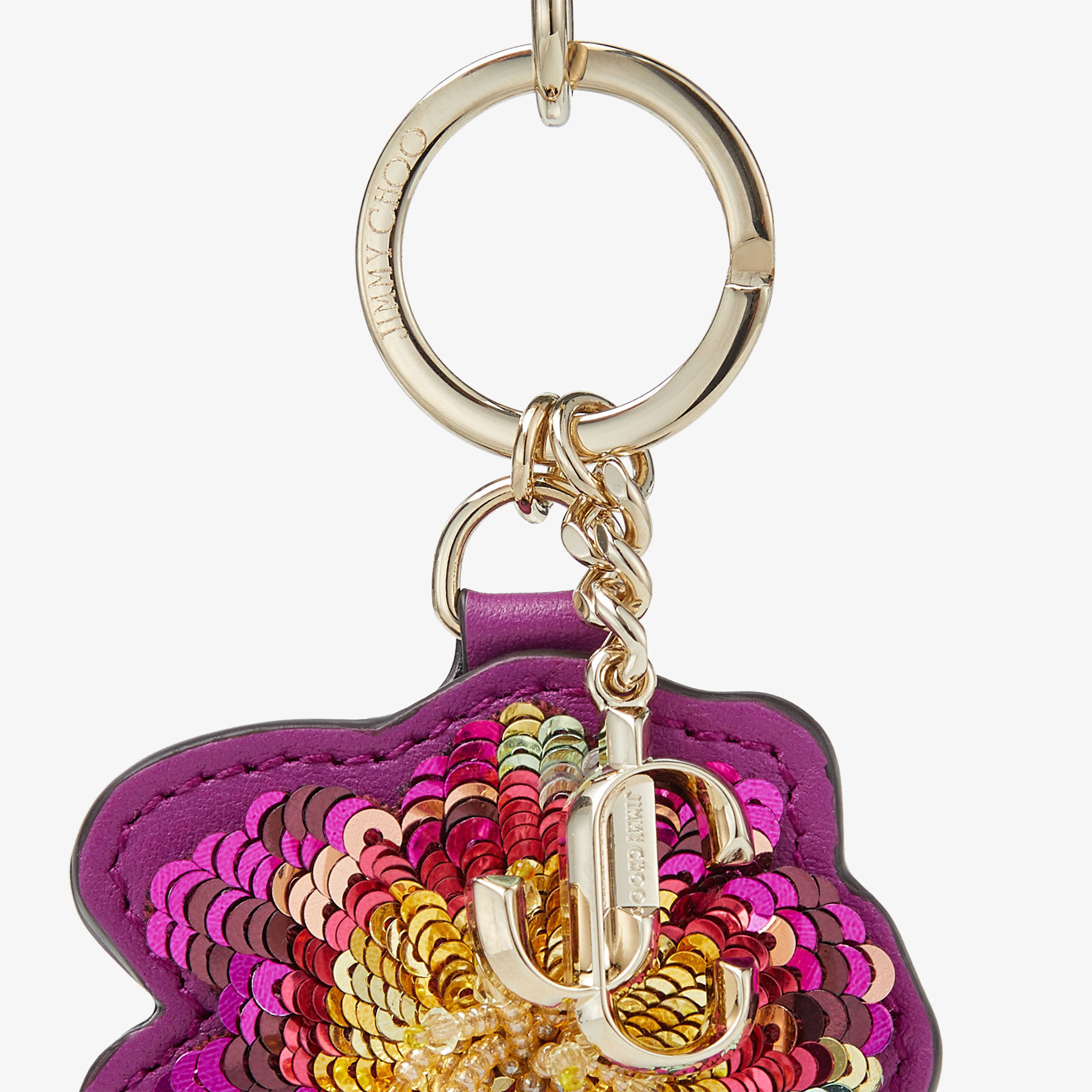 FLOWER KEYRING Boysenberry Sequin Flower Keyring New