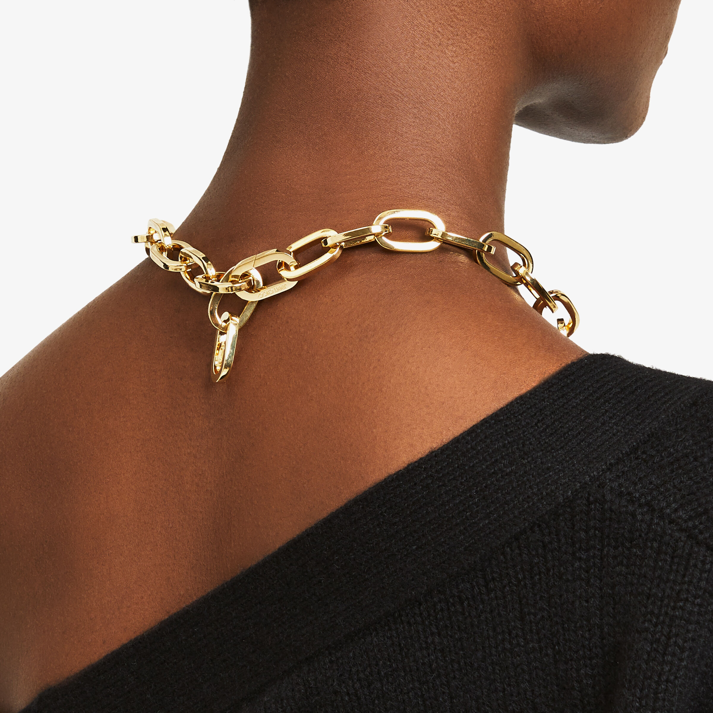 Gold-Finish Metal JC Chain Necklace - Jimmy Choo