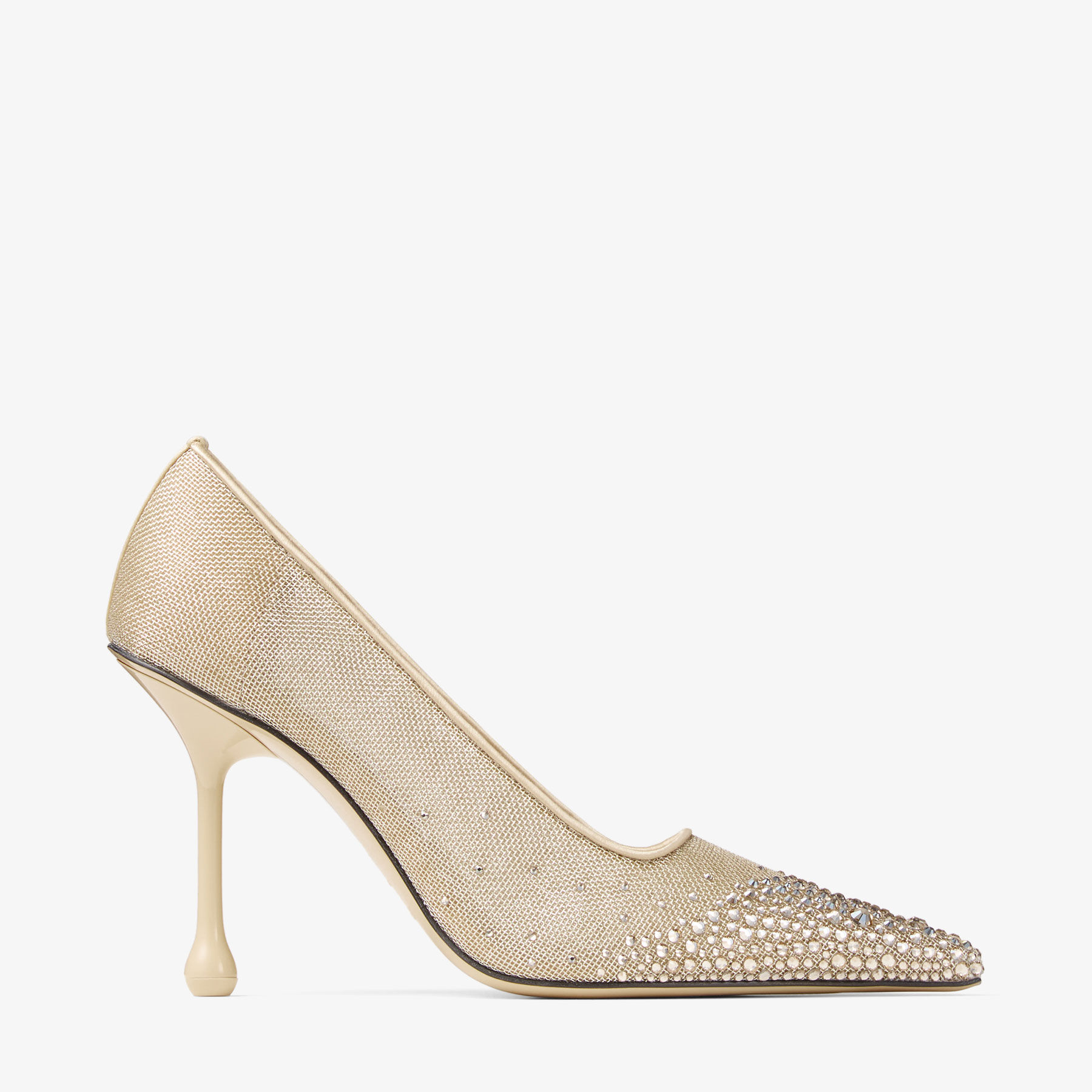 送料込/関税込■Jimmy Choo■Ixia 95 装飾メッシュパンプス Ixia 95 | Light Gold Mesh Pumps | JIMMY CHOO