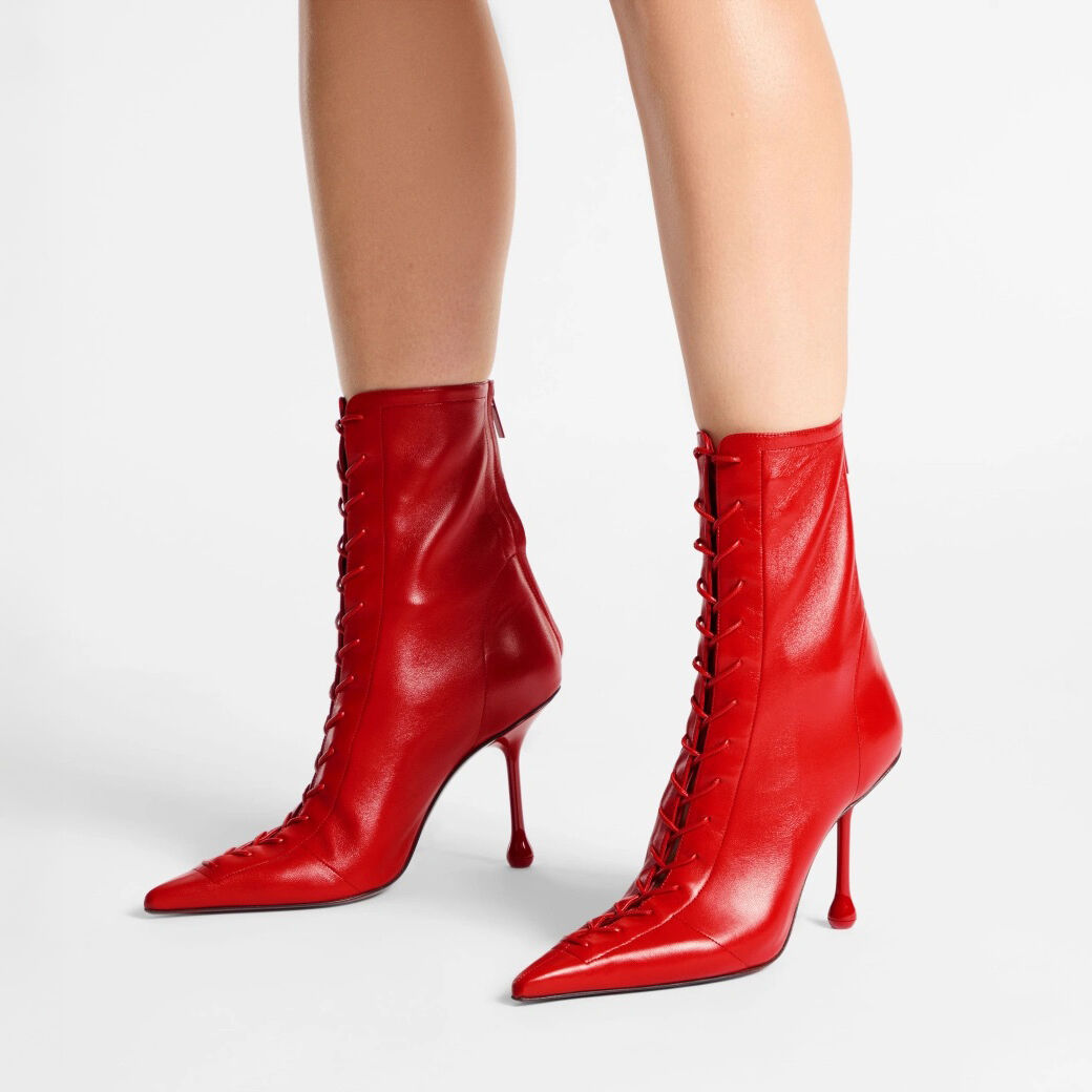 Scarlett Ankle Boot 95 | Postbox Red Nappa Leather Boots | JIMMY CHOO