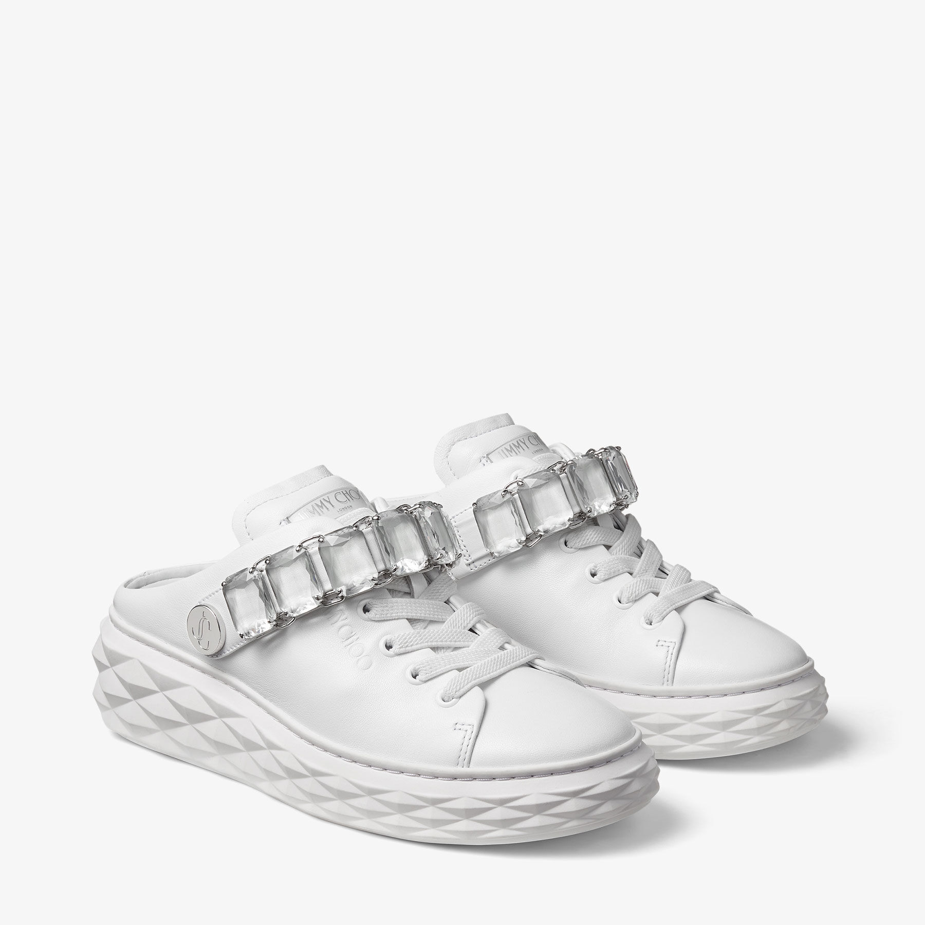 ★JIMMY CHOO★Diamond Sling★White nappa slipper スニーカー Diamond Sling | White Nappa Leather Slipper Trainers with