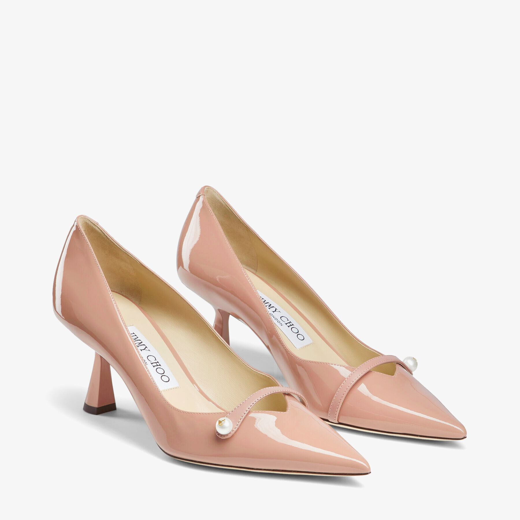 Escarpins a bout pointu en cuir verni rose ballerine et detail de perle ROSALIA 65 Ete 2021 JIMMY CHOO
