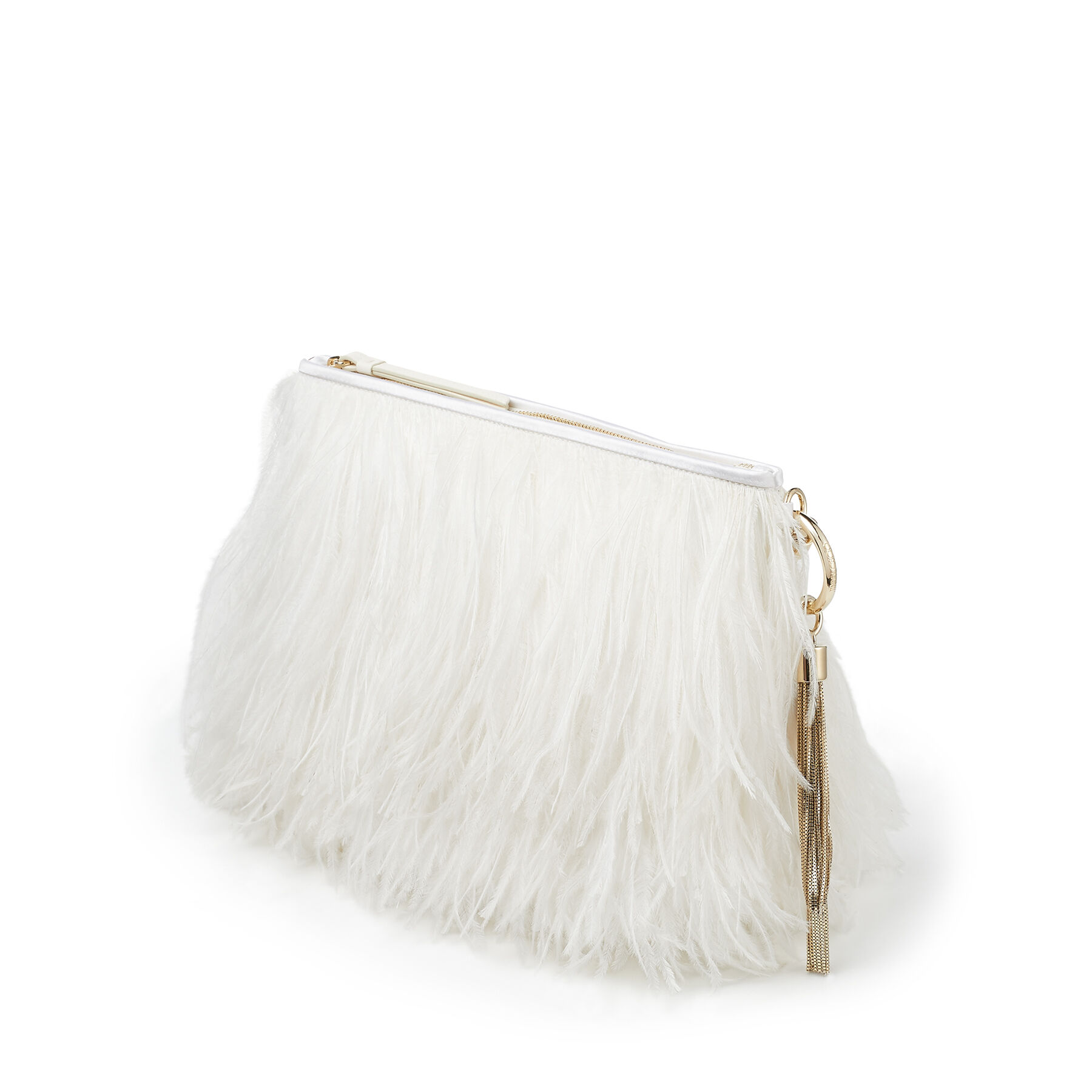 Latte Leather Clutch Bag With Ostrich Feather Callie Cruise 20 Jimmy Choo