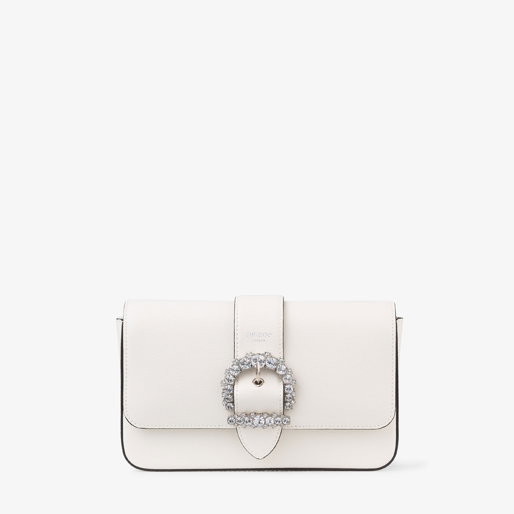 【JIMMY CHOO】Cheri Wallet W/Chain-Osgl-Powder★関税送料込み AVENUE WALLET/CHAIN | Black Leather Wallet with Pearl Strap