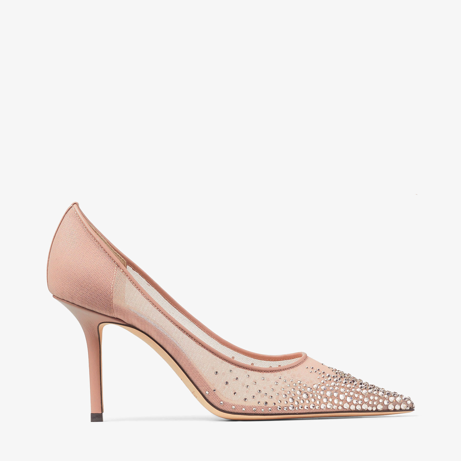 LOVE 85 | Pumps aus Netzstoff in Ballettrosa mit spitzem Zehenbereich und  Kristallsteinen mit Dégradé-Effekt | Sommerkollektion | JIMMY CHOO