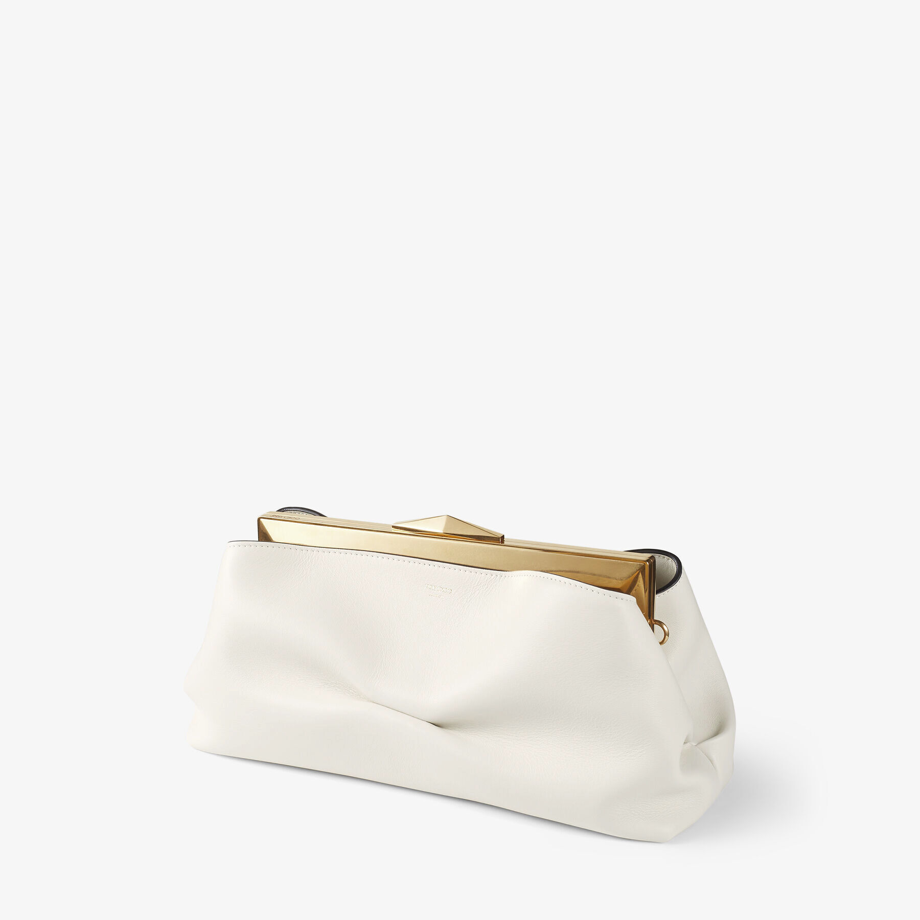 DIAMOND FRAME CLUTCH Latte Soft Calf Leather Clutch Bag with Chain Strap Spring 2023 collection JIMMY CHOO