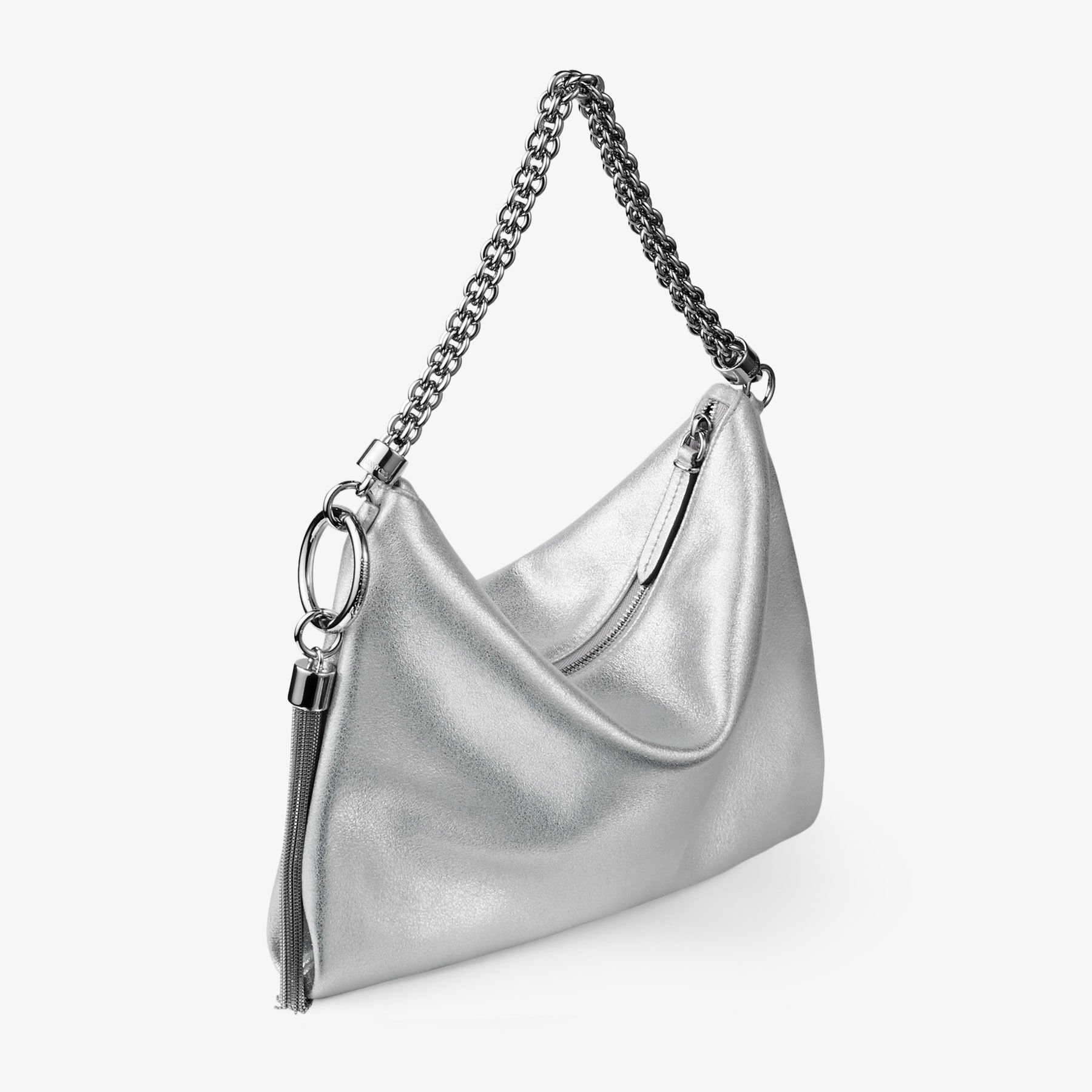 Silver Metallic Leather Clutch Bag Callie Pre Fall 18 JIMMY CHOO