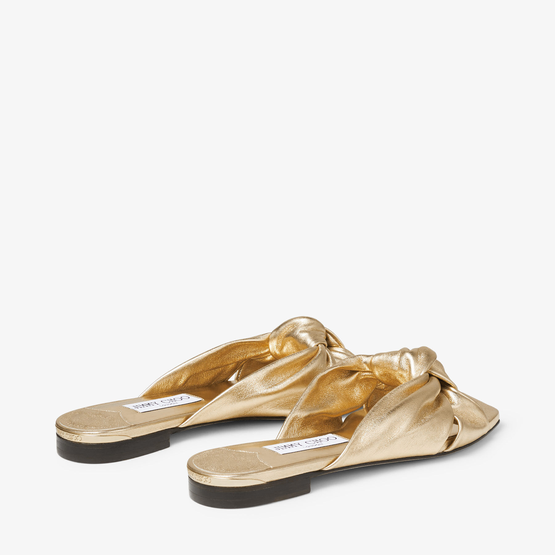 AVENUE FLAT Gold Metallic Nappa Leather Flat Sandals